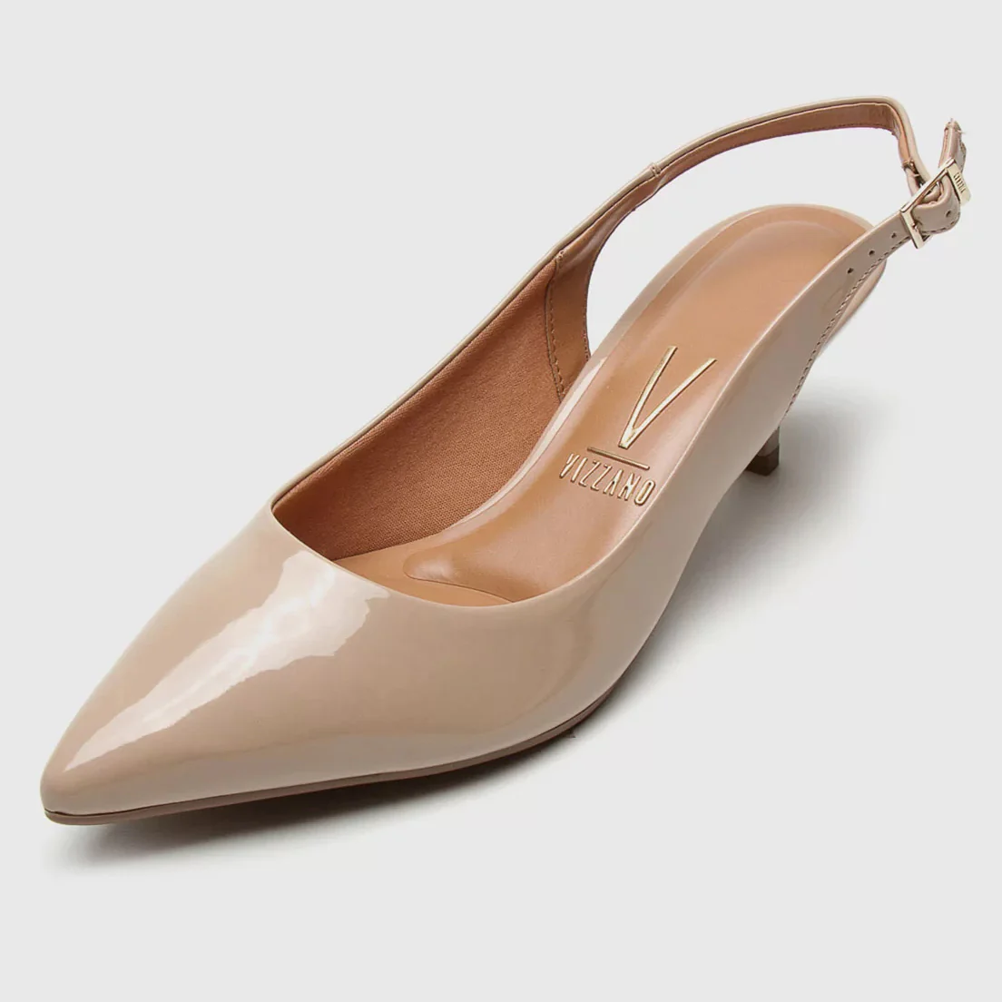 Vizzano 1122-806 Kitten Heel Slingback in Beige Patent - Image 2
