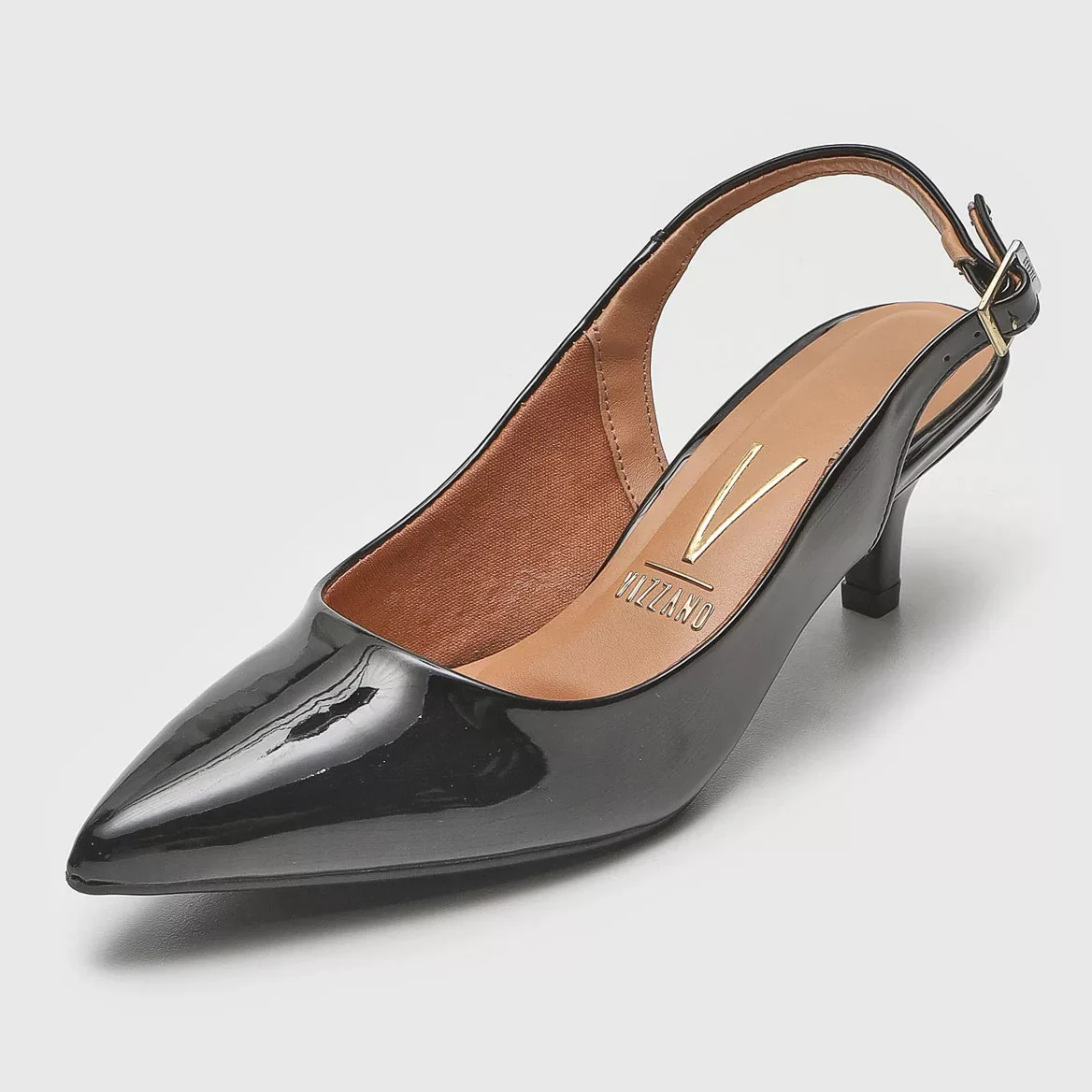 Vizzano 1122-806 Kitten Heel Slingback in Black Patent - Image 2