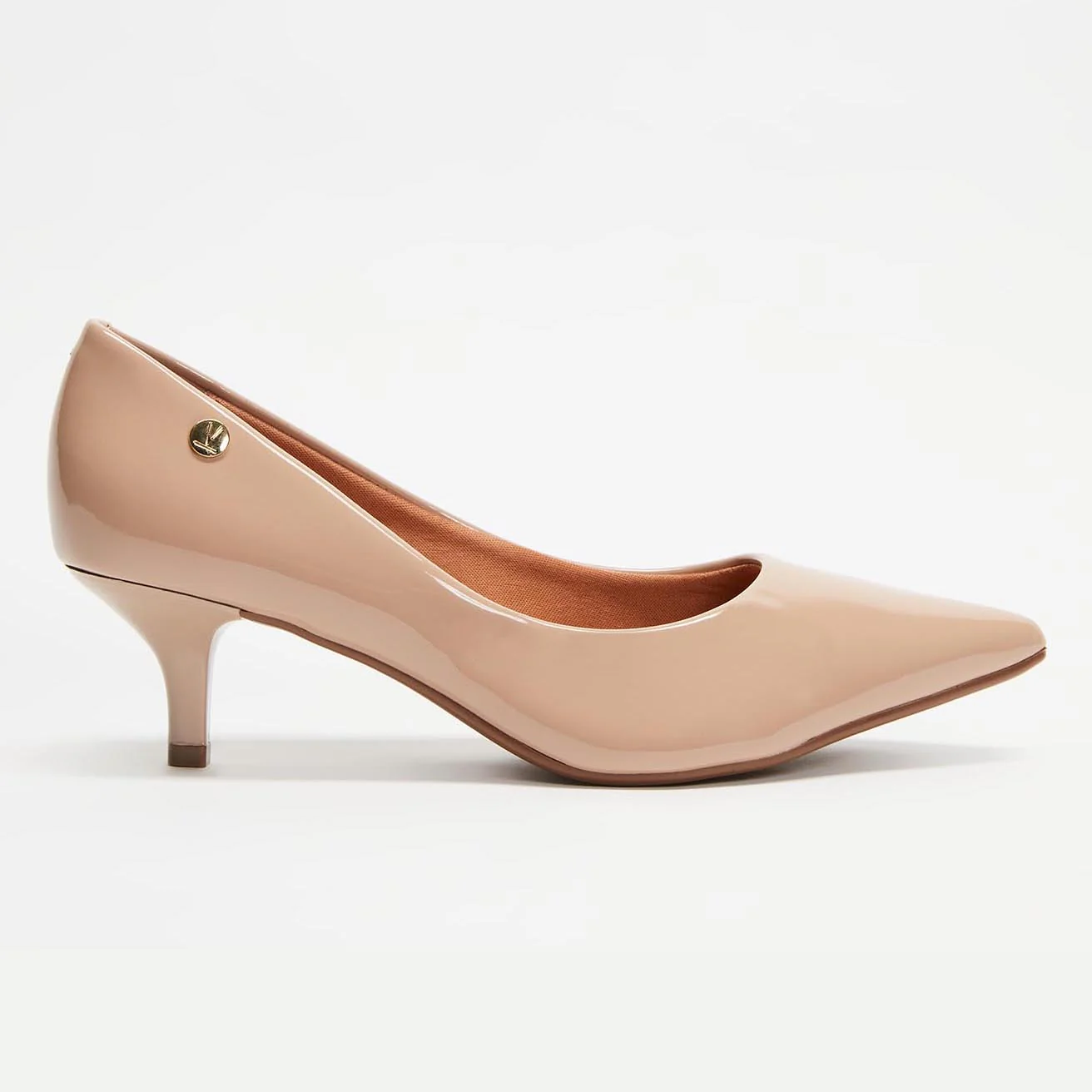 Vizzano 1122-828 Kitten Heel Pointy Toe Pump in Beige Patent - Image 2