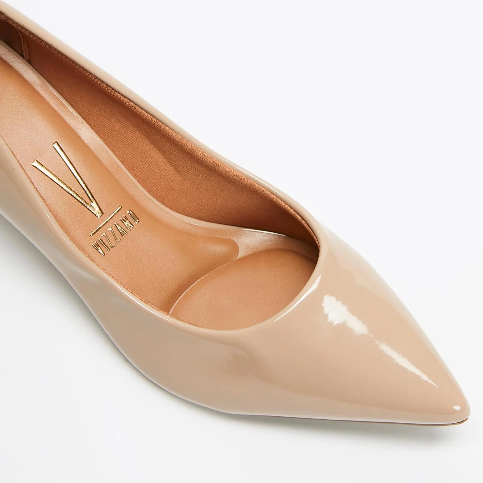 Vizzano 1122-828 Kitten Heel Pointy Toe Pump in Beige Patent - Image 5