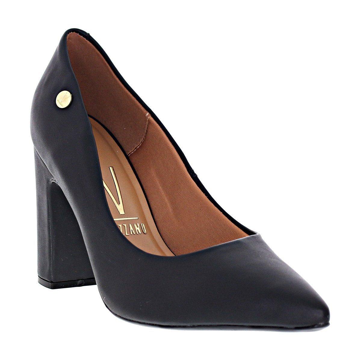 Vizzano 1285-400 Block Heel Pointy Toe Pump in Black Napa - Image 4
