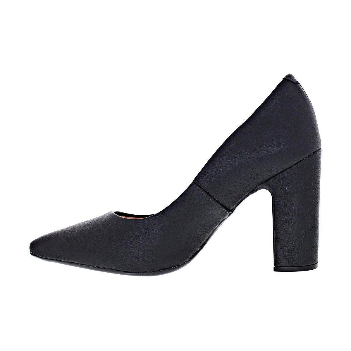 Vizzano 1285-400 Block Heel Pointy Toe Pump in Black Napa - Image 5