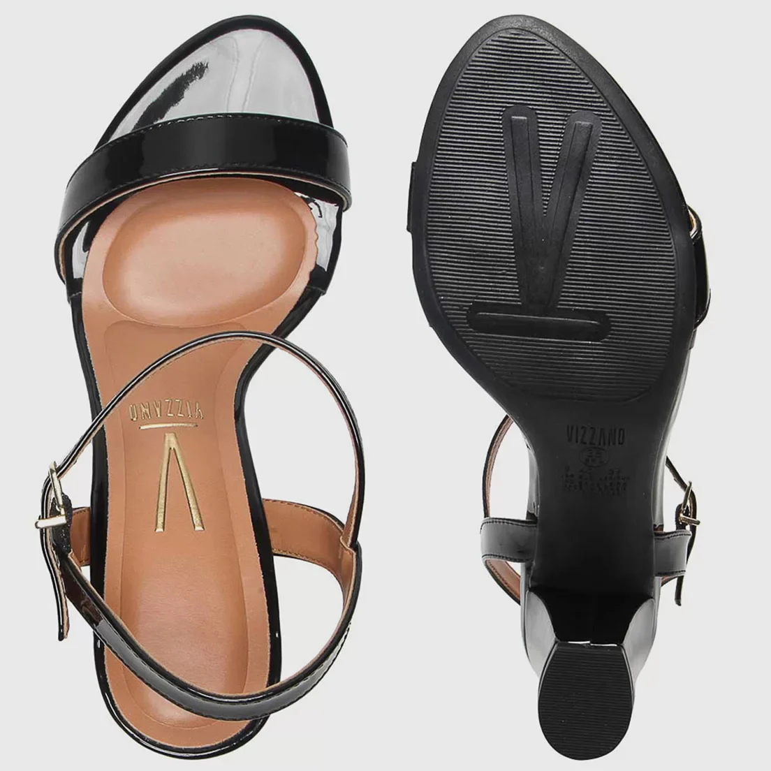 Vizzano 6262-474 Block Heel Sandal in Black Patent - Image 3
