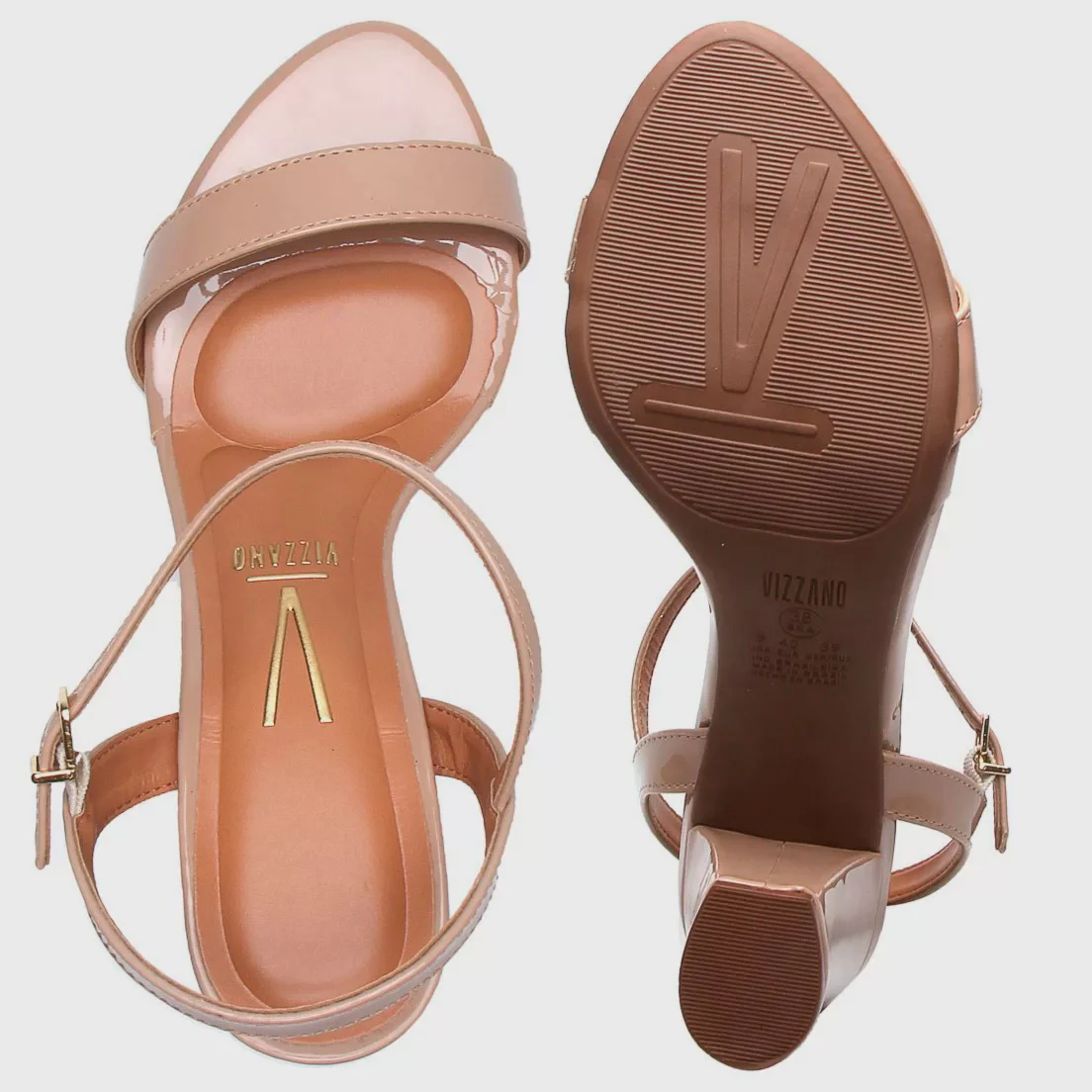 Vizzano 6262-474 Block Heel Sandal in Beige Patent - Image 3