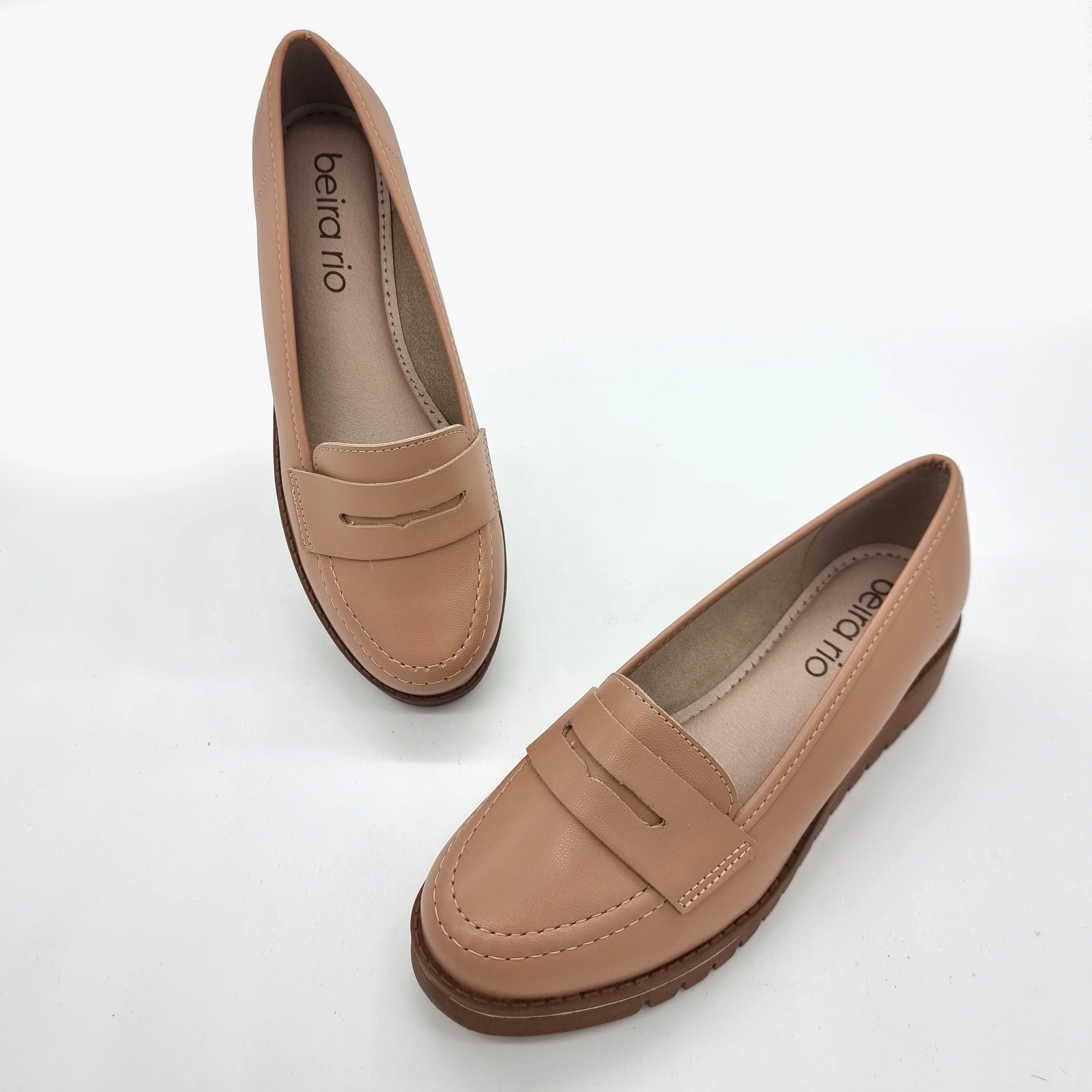 Beira Rio 4174-436 Round Toe Wedged Loafer Flat in Nude - Image 3