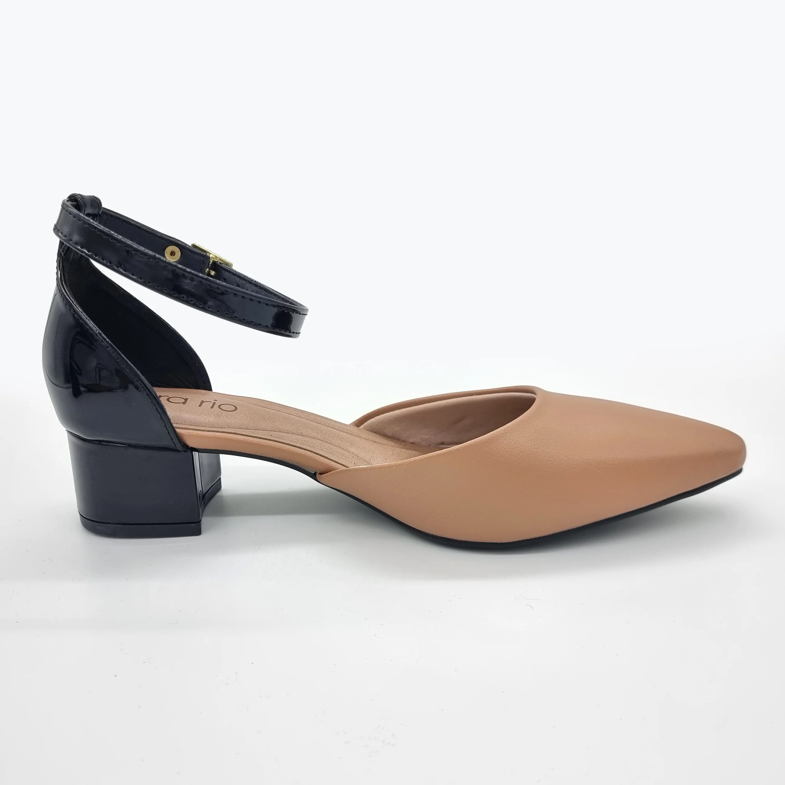 Beira Rio 4182-204 Pointy Toe Ankle Strap Pump in Tan/Black - Image 5