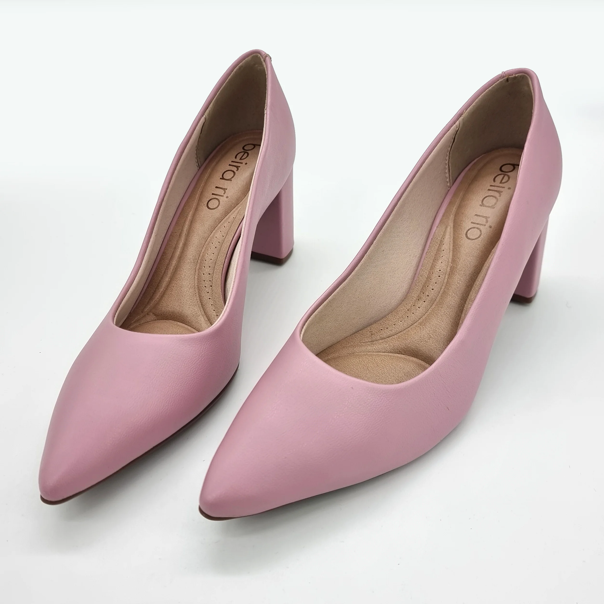 Beira Rio 4241-200 Pointy Toe Block Heel Pump in Rose Napa - Image 2