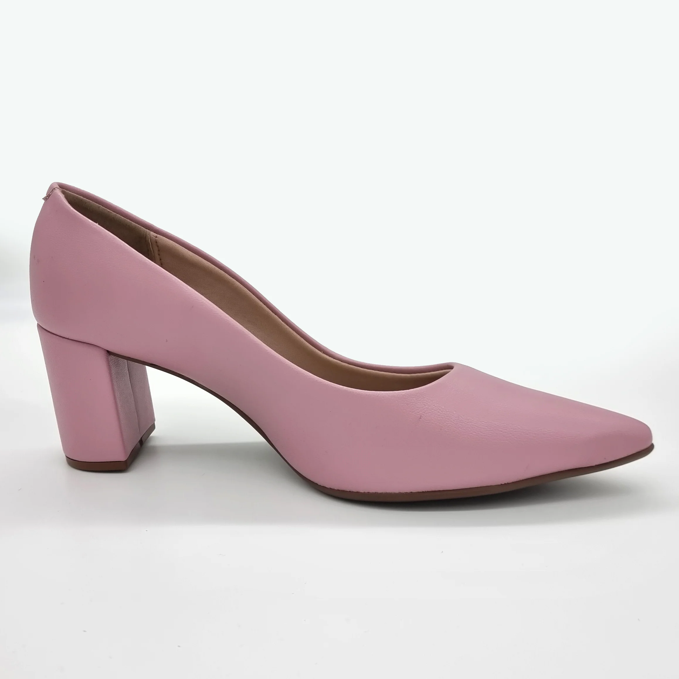 Beira Rio 4241-200 Pointy Toe Block Heel Pump in Rose Napa - Image 6