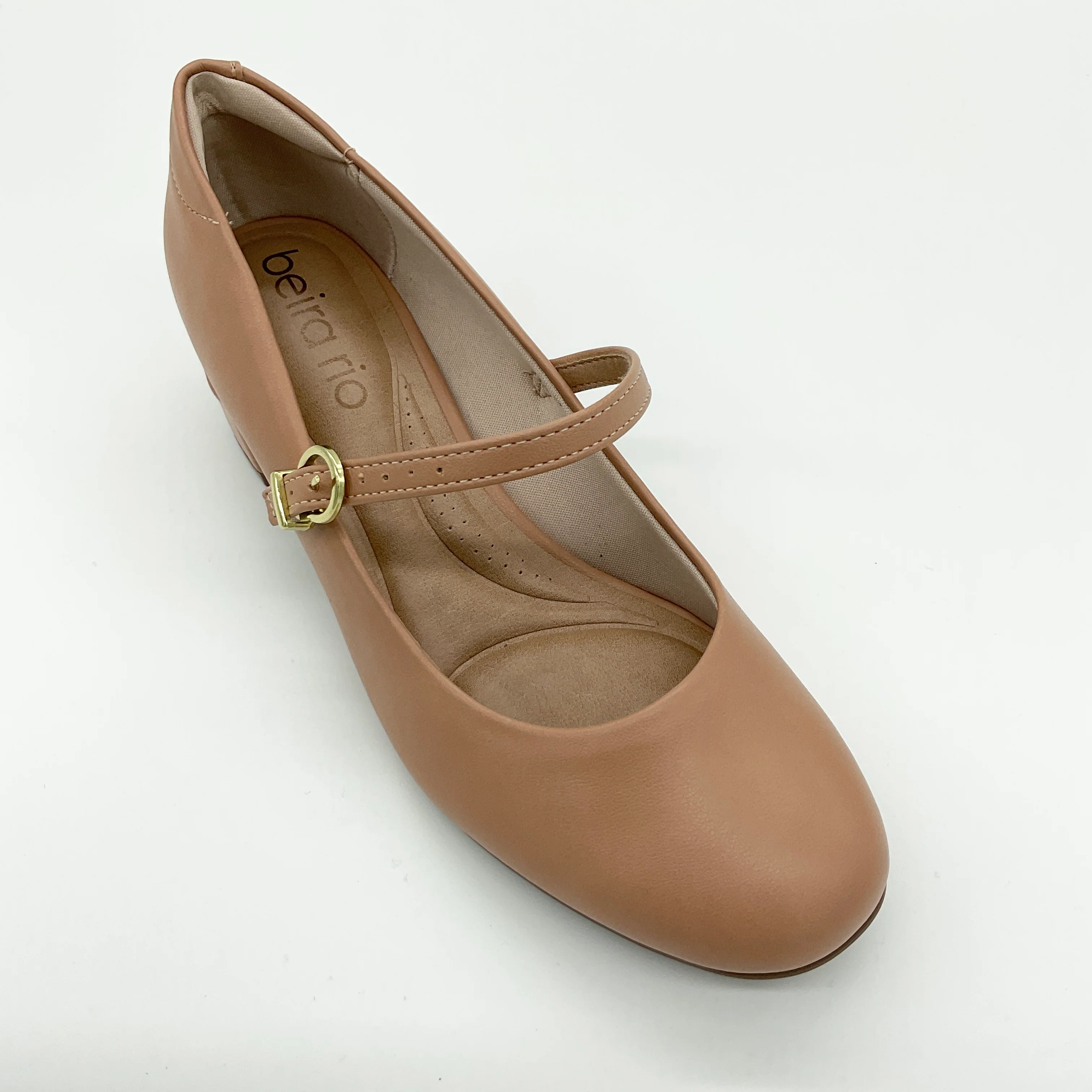 Beira Rio 4301-101 Low Heel Mary-Jane Pump in Nude Napa - Image 5