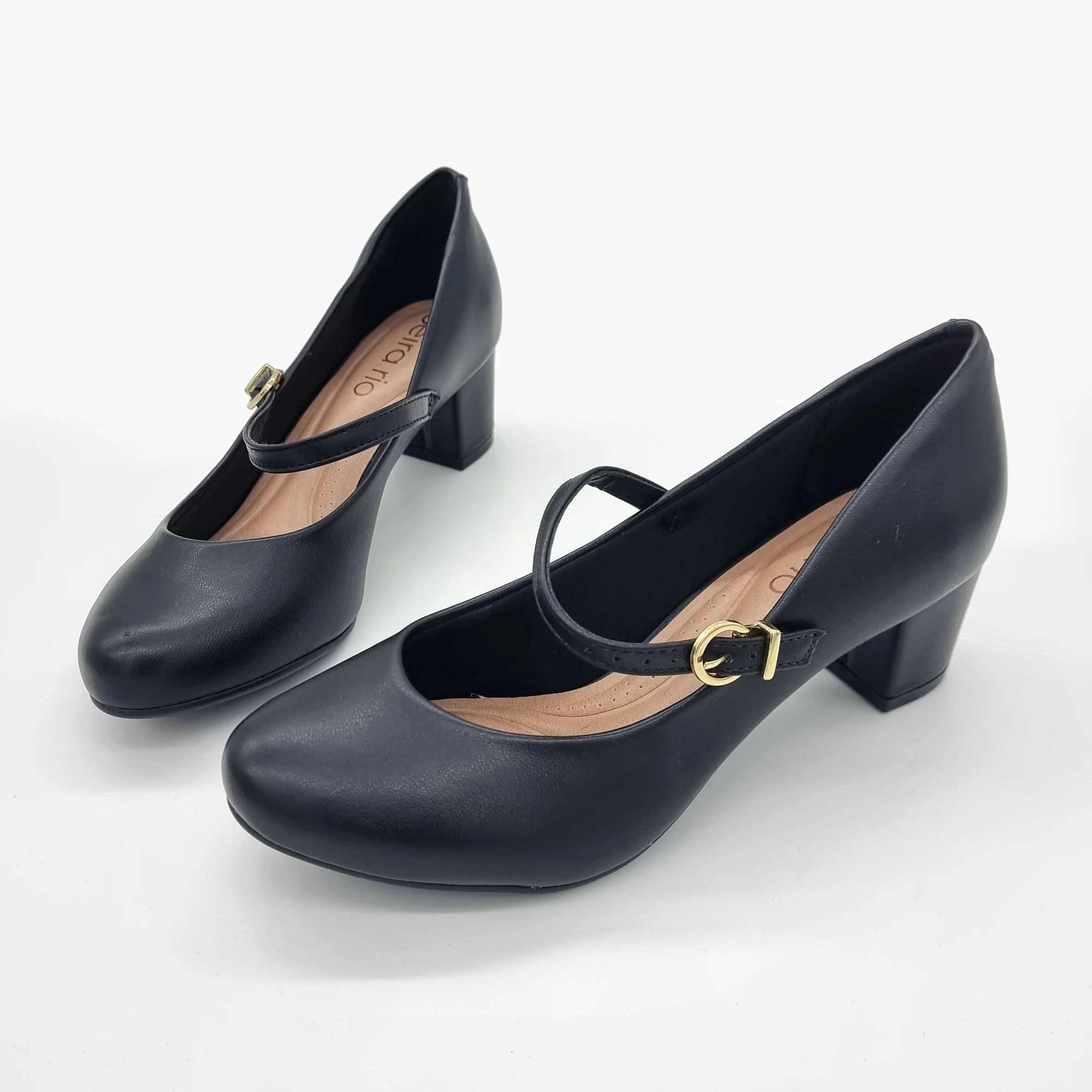 Beira Rio 4777-475 Low Heel Mary-Jane Pump in Black Napa - Image 8