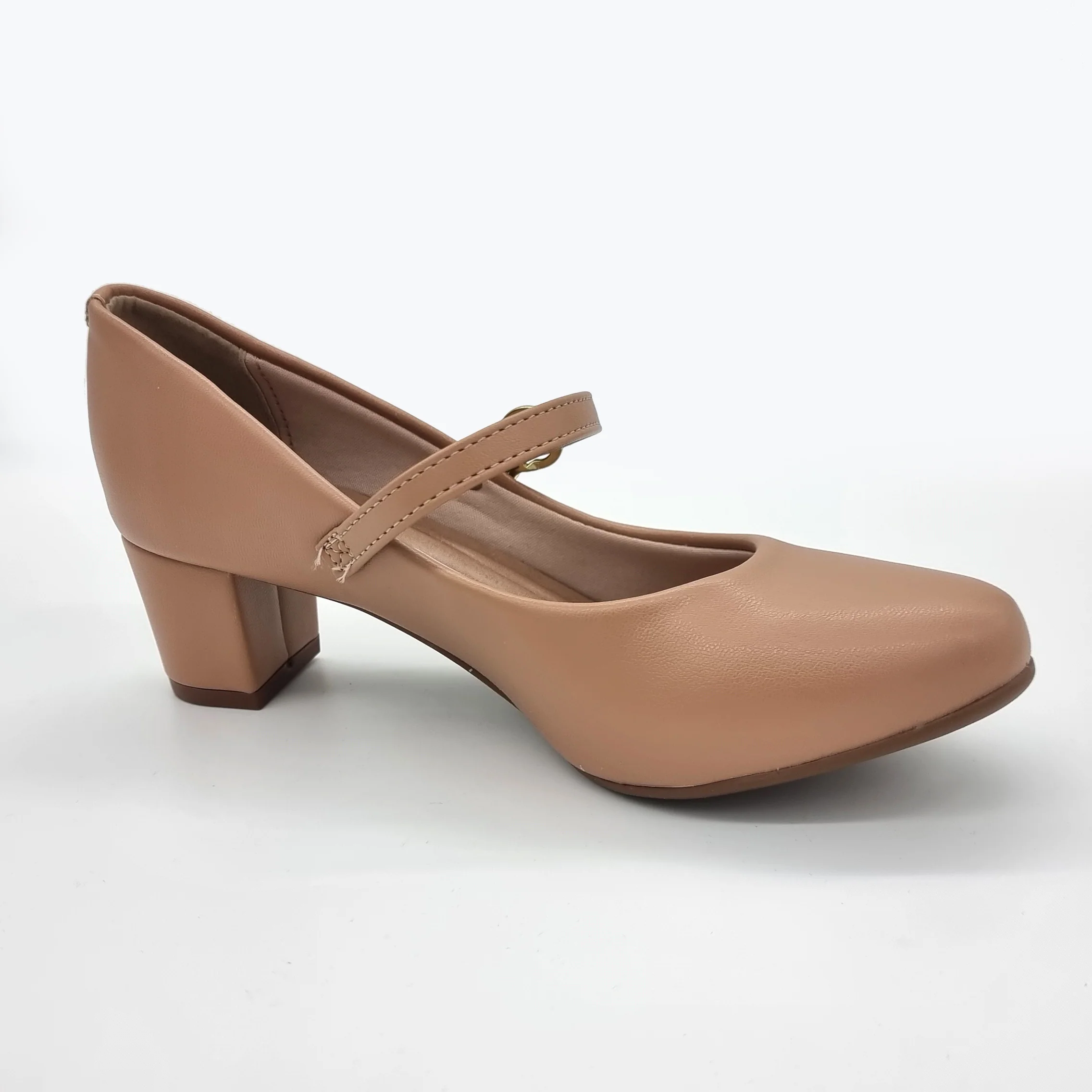 Beira Rio 4777-475 Low Heel Mary-Jane Pump in Nude Napa - Image 5