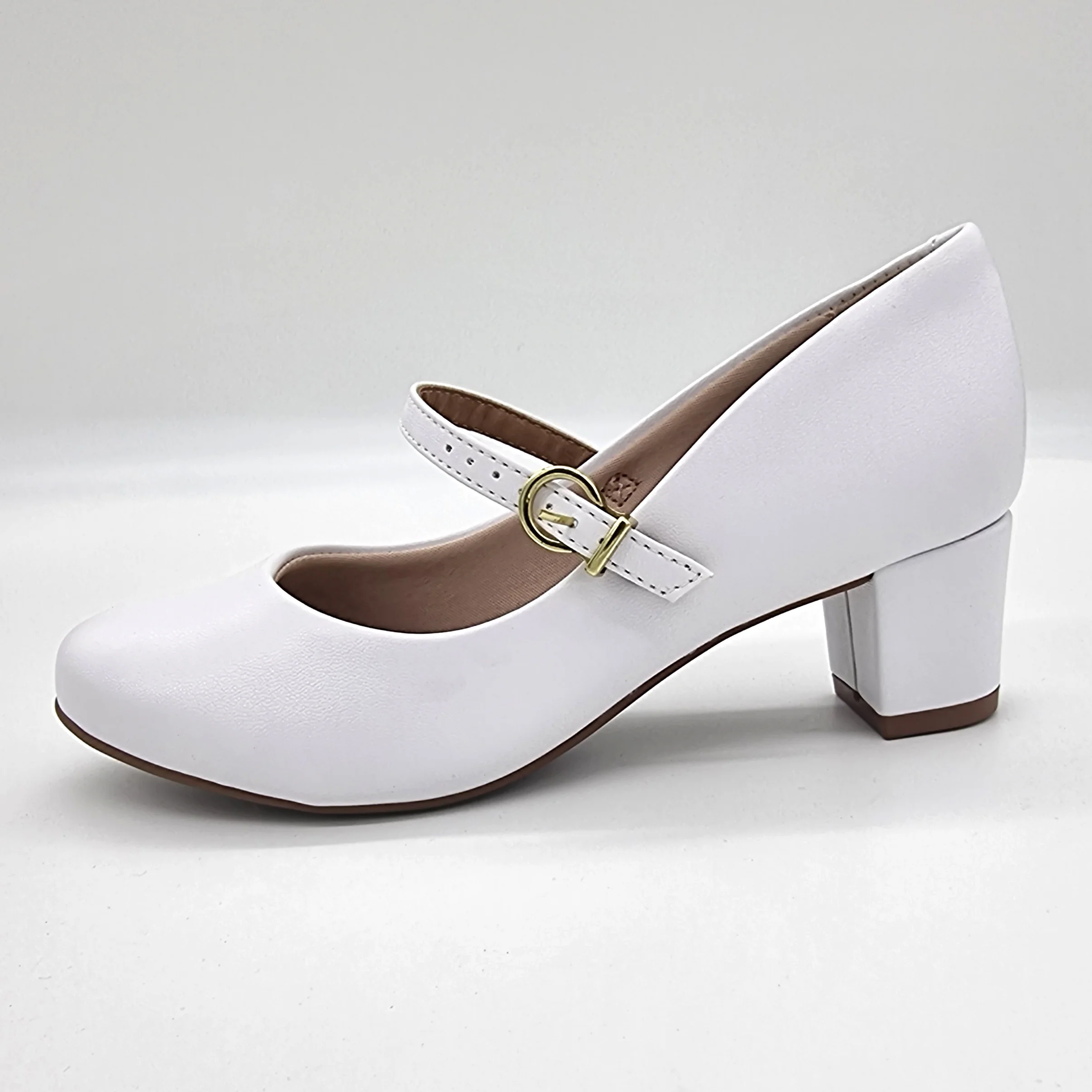 Beira Rio 4777-475 Low Heel Mary-Jane Pump in White Napa - Image 7