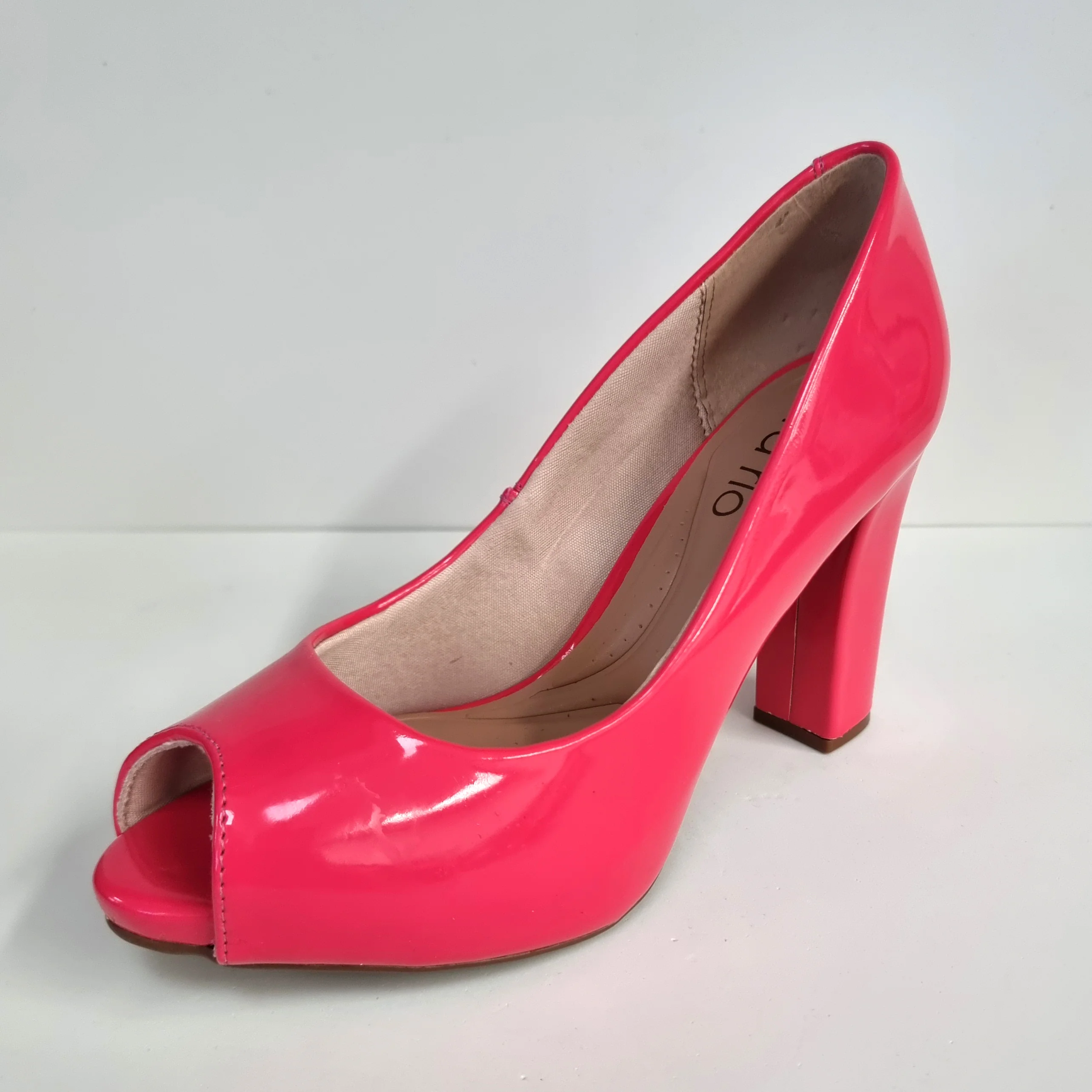 Beira Rio 4788-301 Peep Toe Heel Pump in Pink Gloss Patent - Image 6