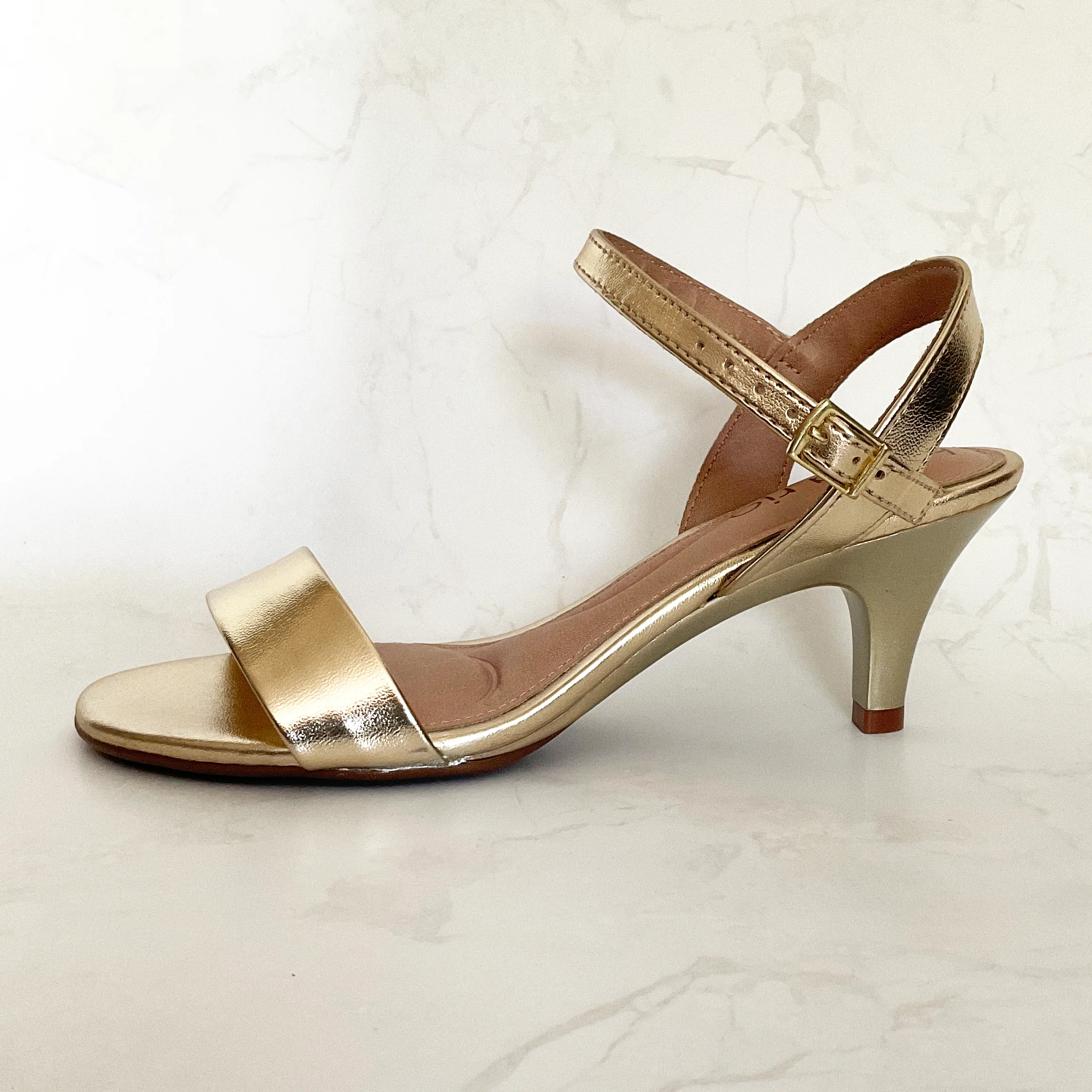 Beira Rio 8308-1530 Kitten Heel Sandal in Gold - Image 4