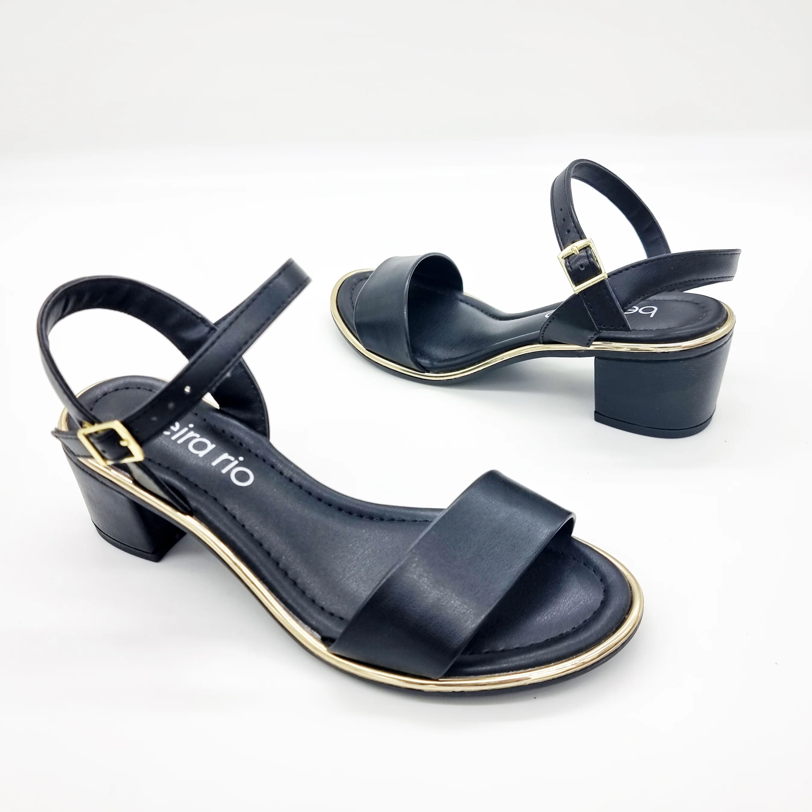 Beira Rio 8379-203 Block Heel Sandal in Black Napa - Image 2