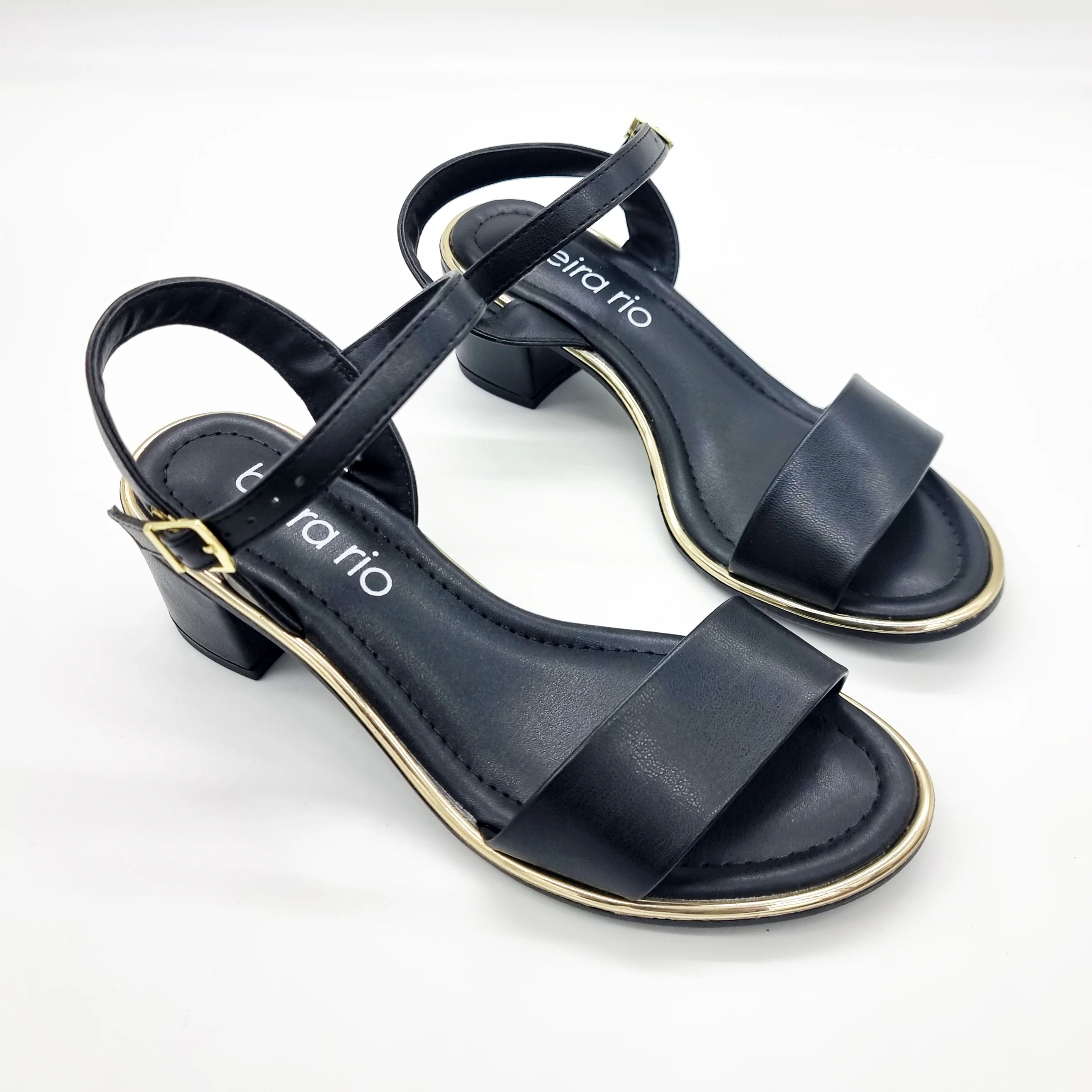 Beira Rio 8379-203 Block Heel Sandal in Black Napa - Image 3
