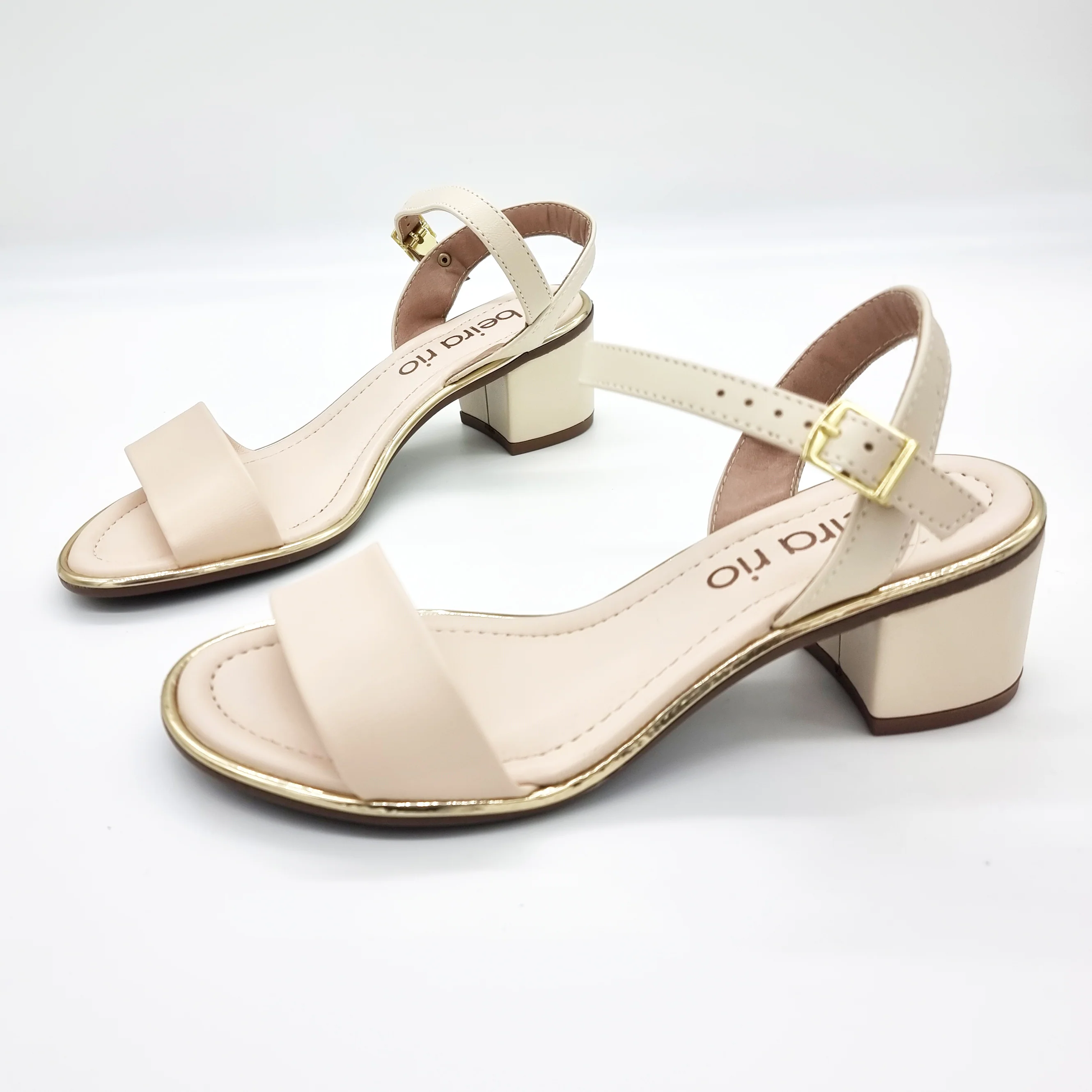 Beira Rio 8379-203 Block Heel Sandal in Cream Napa - Image 2