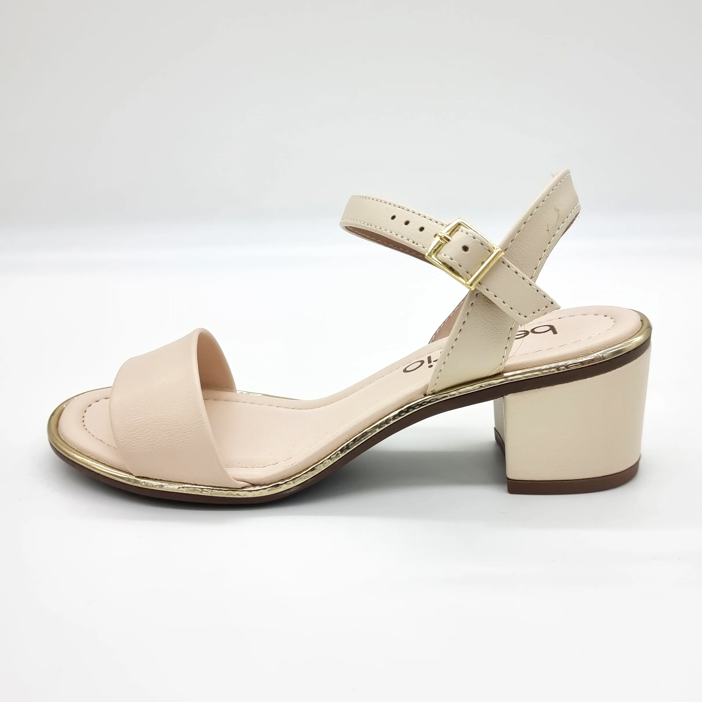 Beira Rio 8379-203 Block Heel Sandal in Cream Napa - Image 4