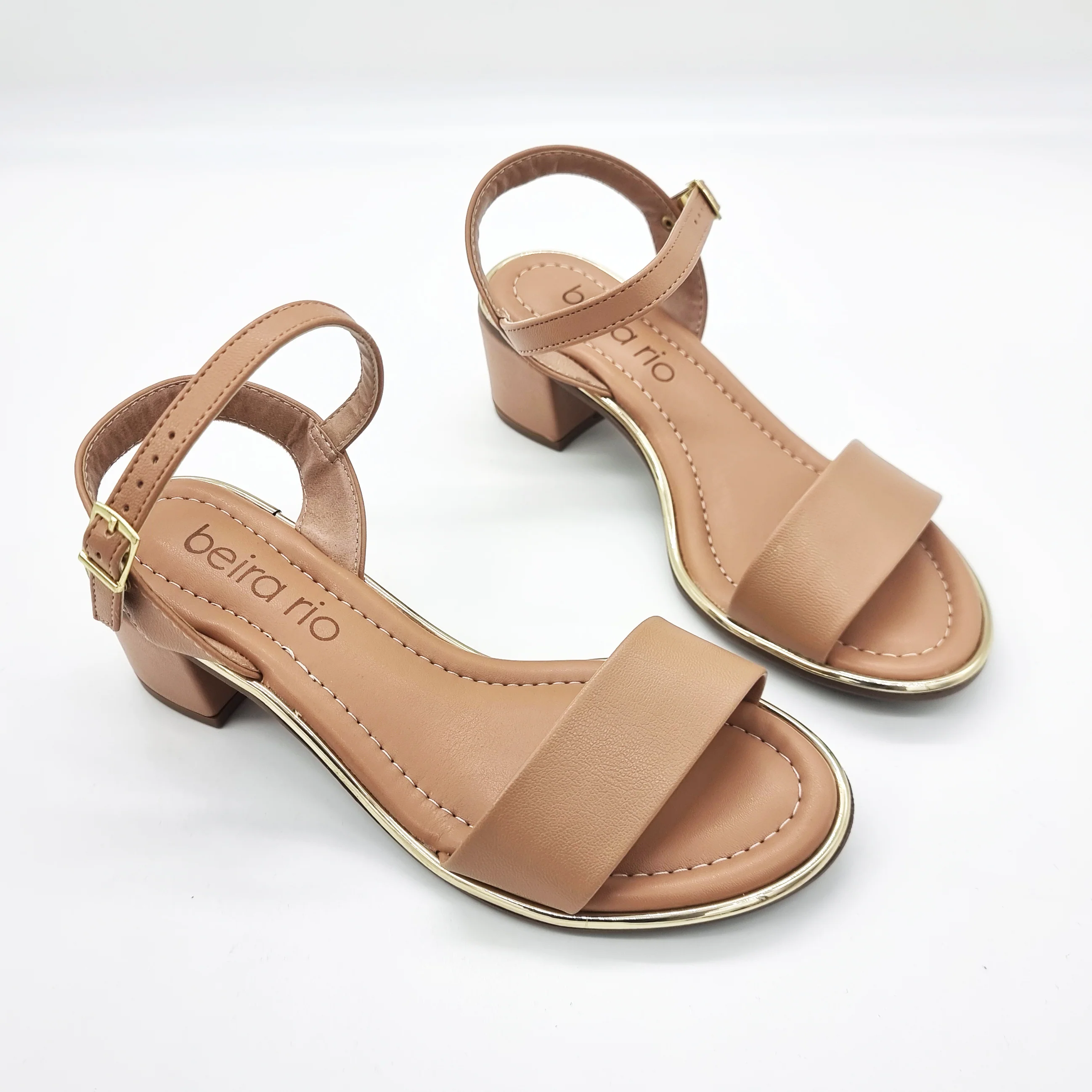 Beira Rio 8379-203 Block Heel Sandal in Tan Napa - Image 3