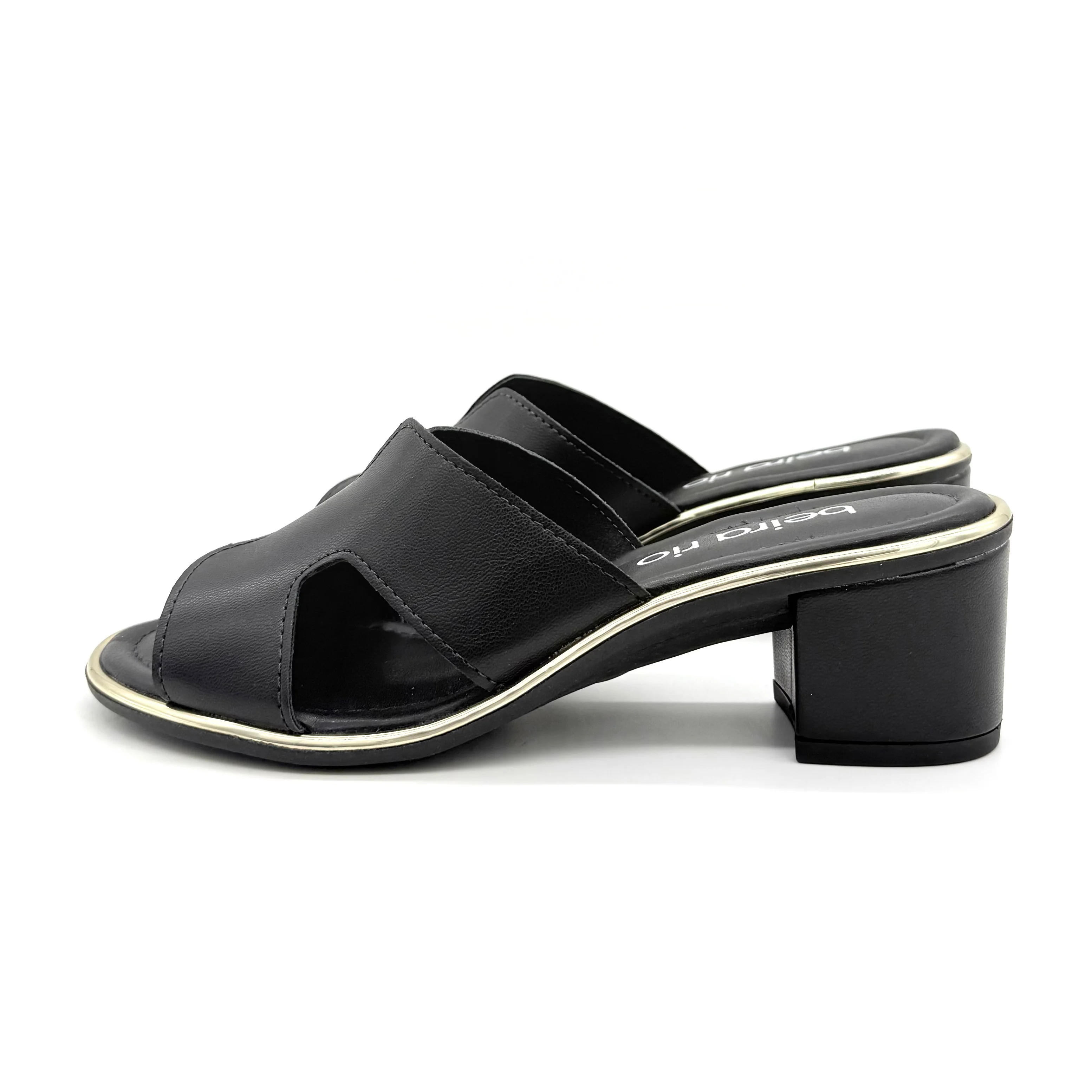 Beira Rio 8379-251 Block Heel Slip-On Sandal in Black Napa - Image 3