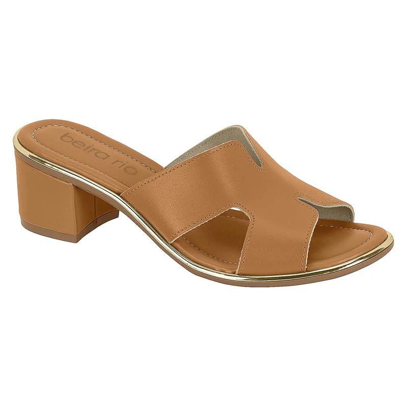 Beira Rio 8379-251 Block Heel Slip-On Sandal in Camel Napa