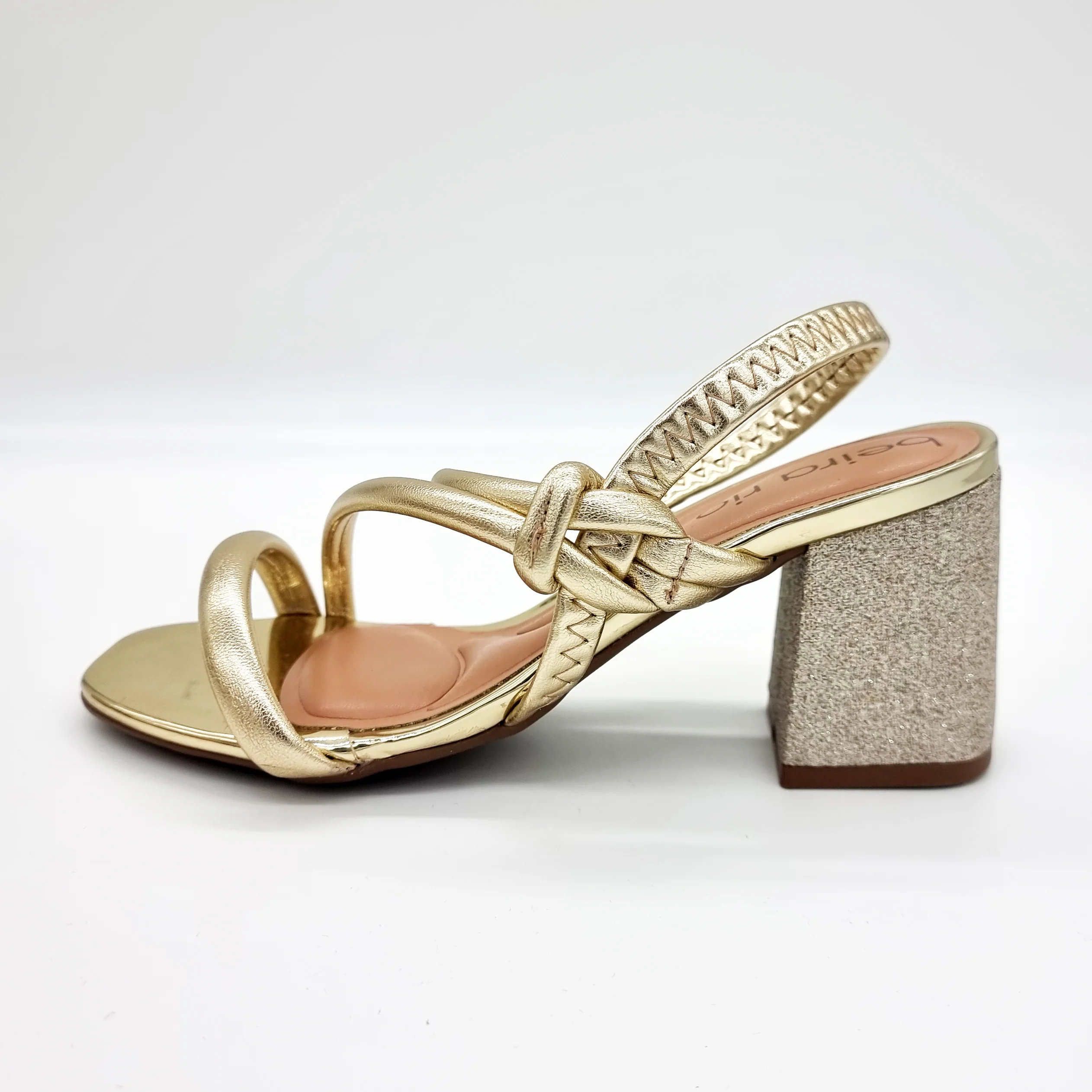 Beira Rio 8436-229 Block Heel Sandal in Golden - Image 2
