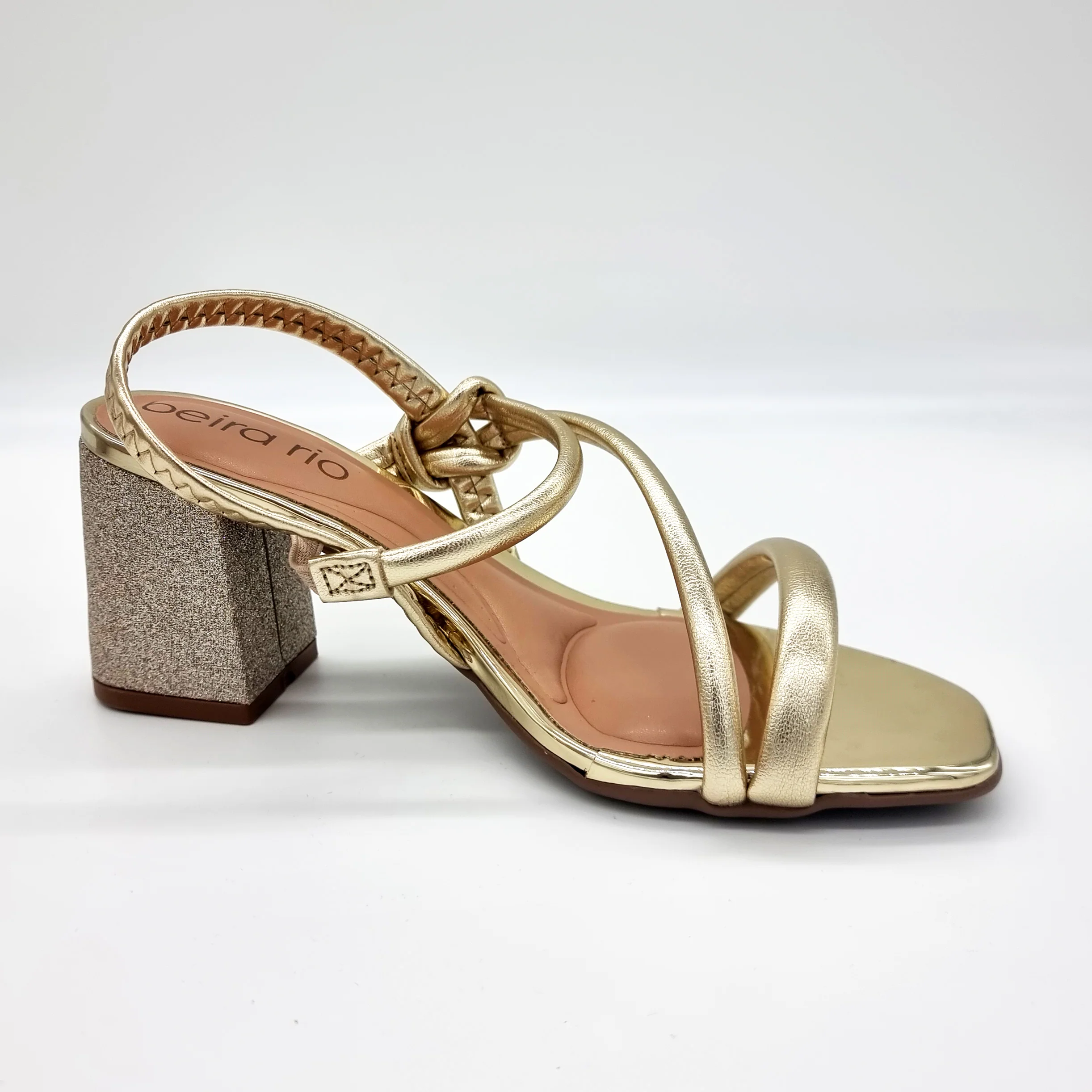 Beira Rio 8436-229 Block Heel Sandal in Golden - Image 3