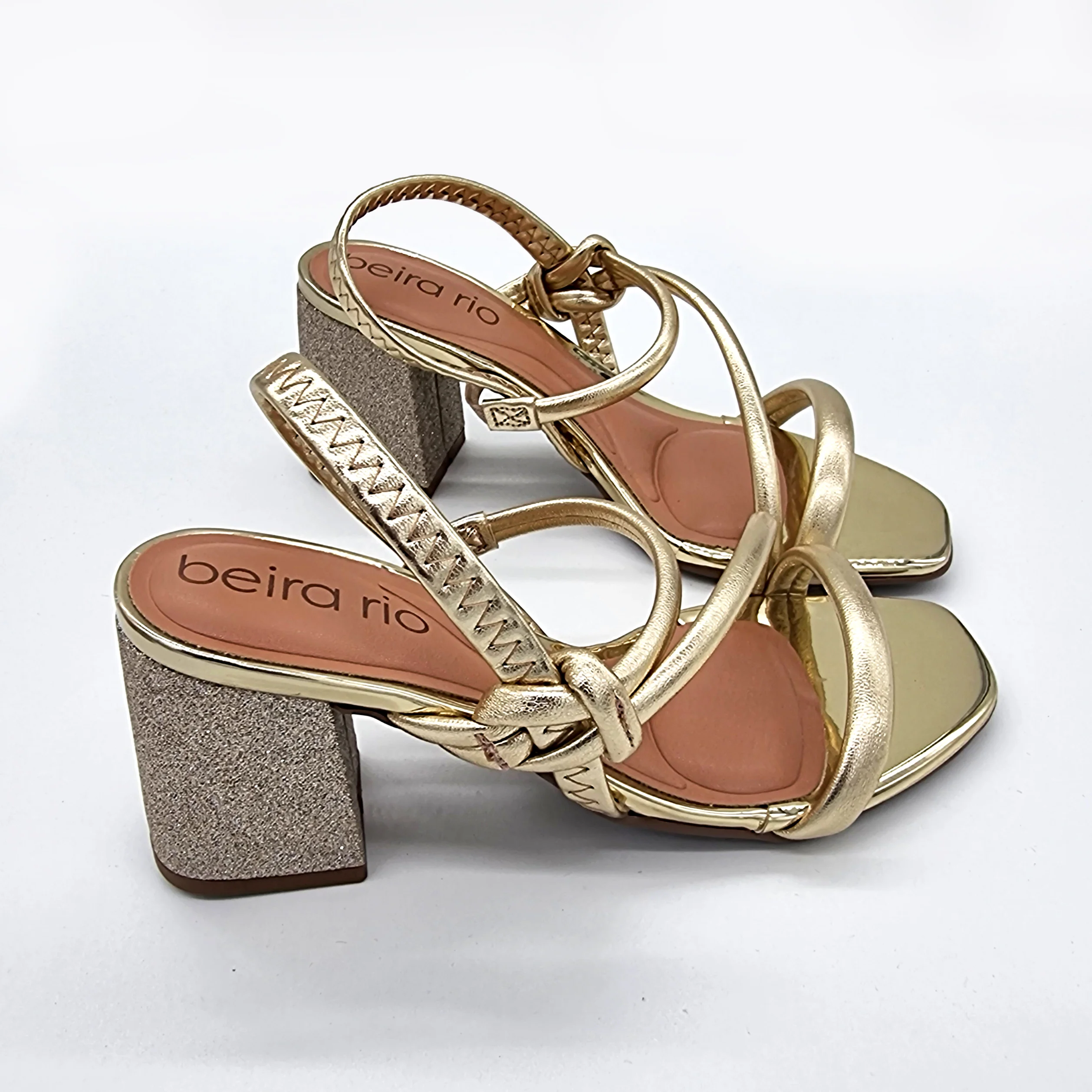 Beira Rio 8436-229 Block Heel Sandal in Golden - Image 4