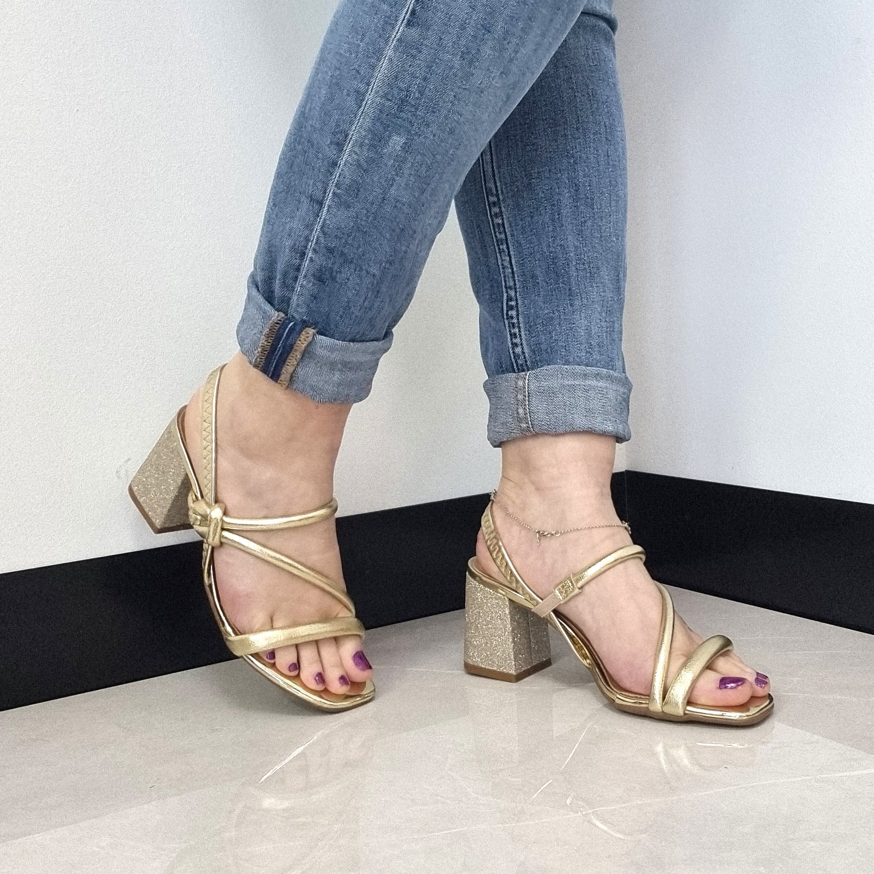Beira Rio 8436-229 Block Heel Sandal in Golden - Image 8