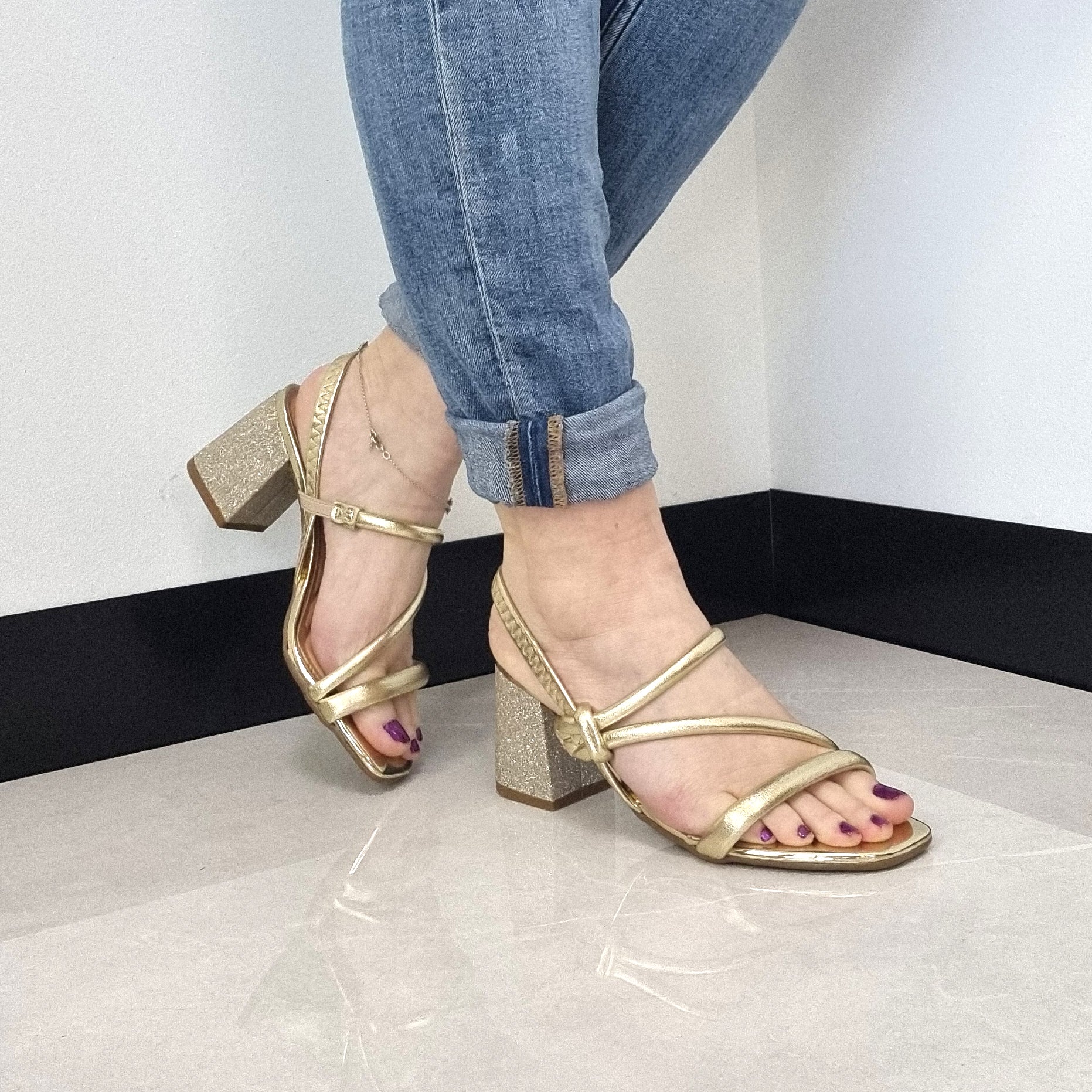 Beira Rio 8436-229 Block Heel Sandal in Golden - Image 9