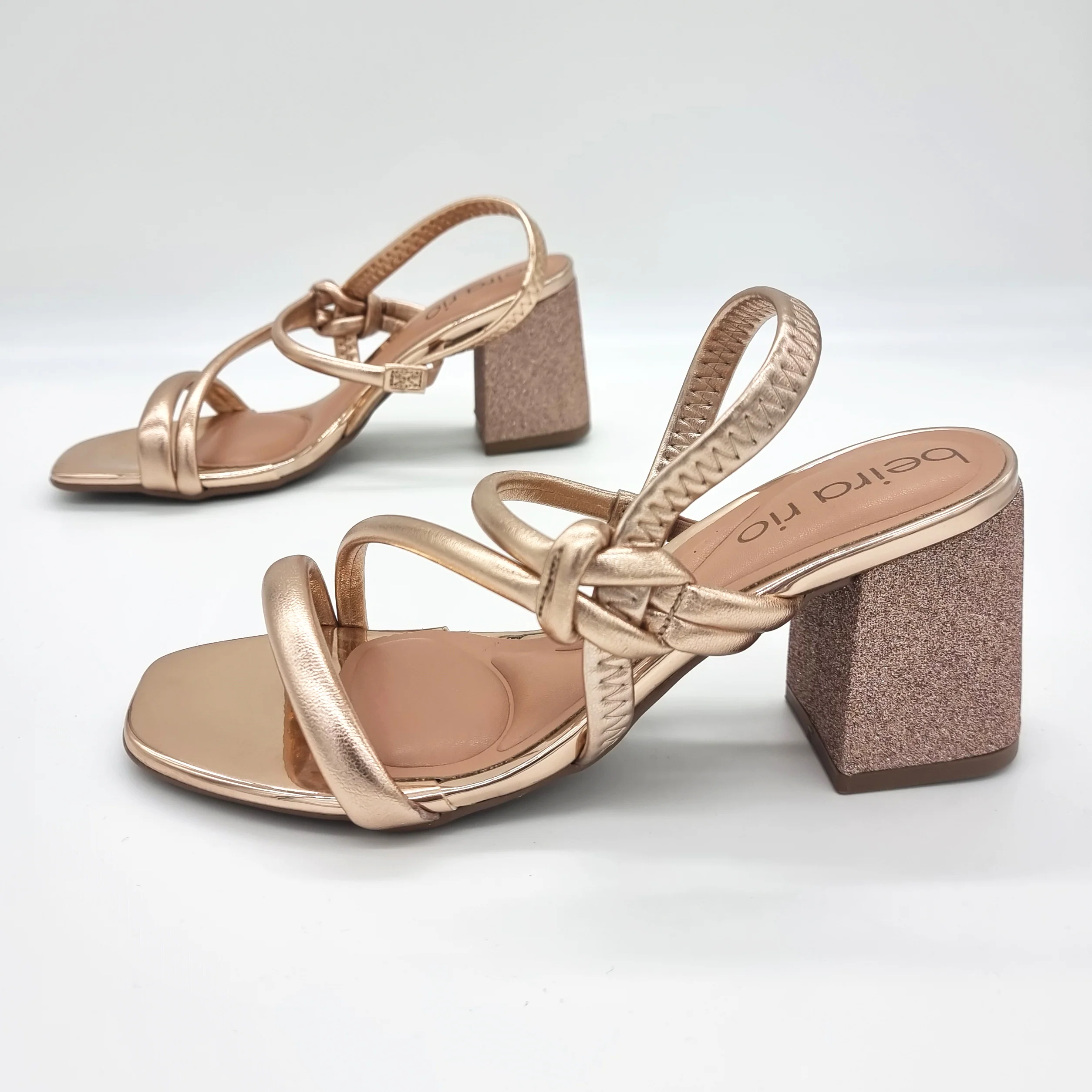 Beira Rio 8436-229 Block Heel Sandal in Rose Gold - Image 4