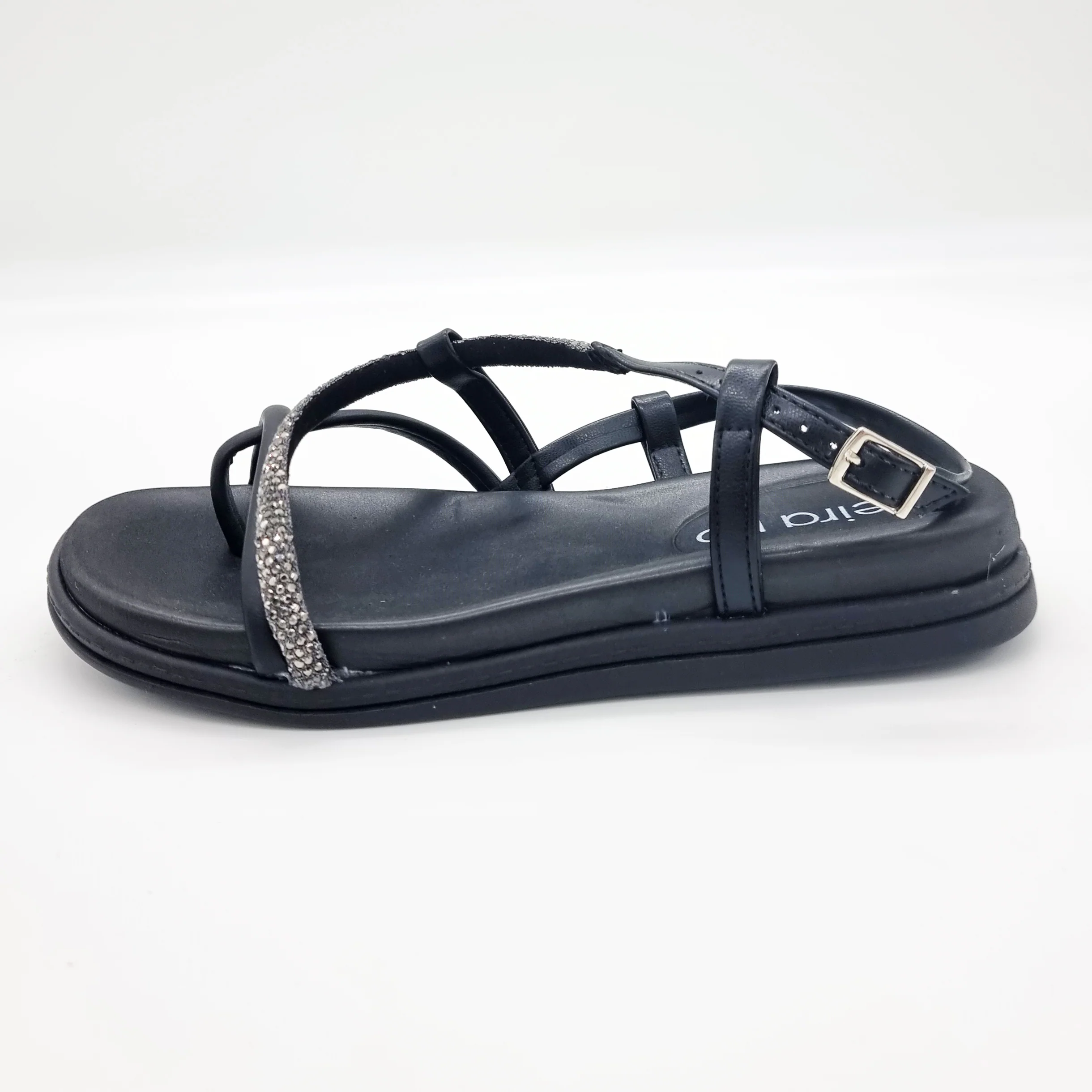 Beira Rio 8513-106 Round Toe Strappy Flat Sandal in Black - Image 5
