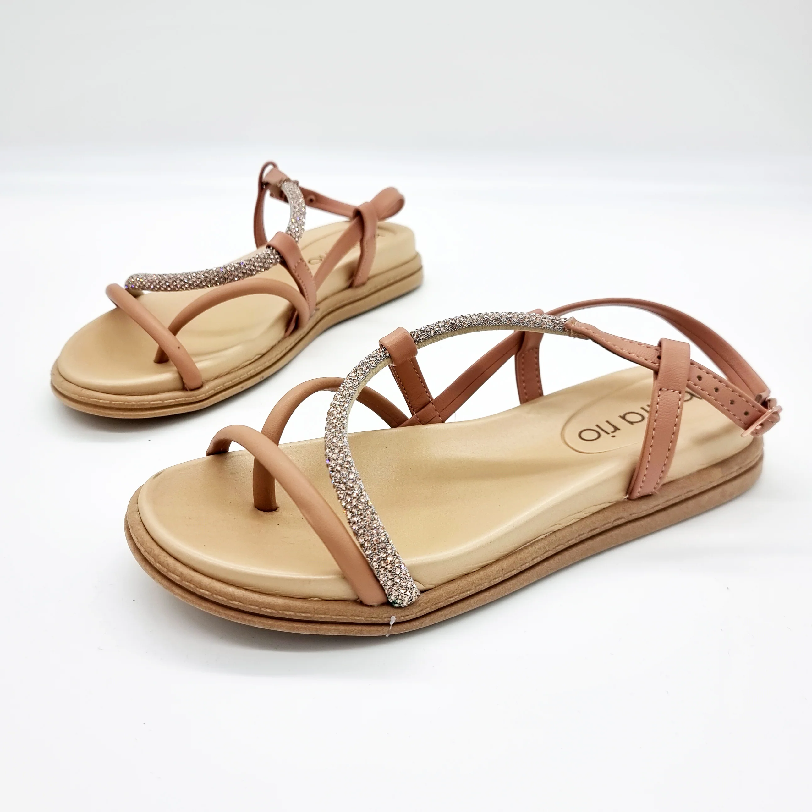 Beira Rio 8513-106 Round Toe Strappy Flat Sandal in Nude - Image 2