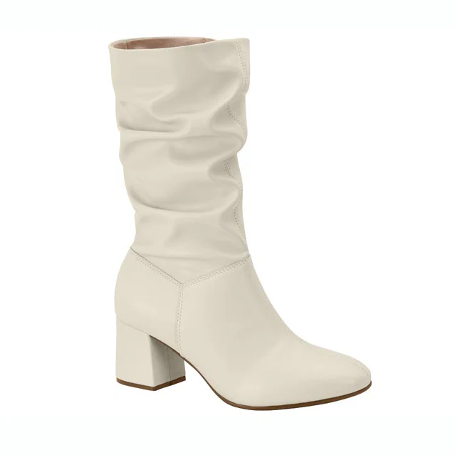 Beira Rio 9076-102 Mid-Calf Scrunched up Boot in Off White Napa - Image 2