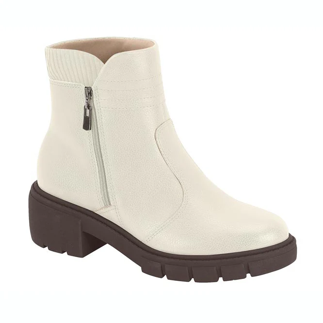 Beira Rio 9077-211 Low Heel Ankle Boot in White - Image 3