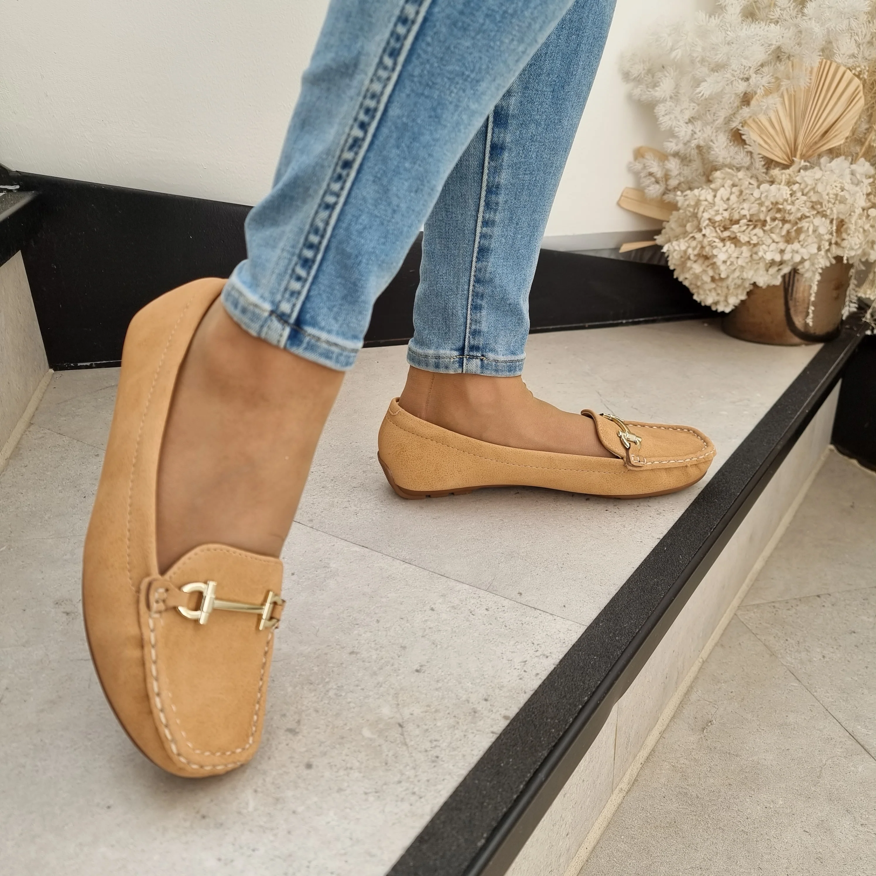 Modare 7035-641 Classic Flat Moccasin in Almond Napa - Image 2