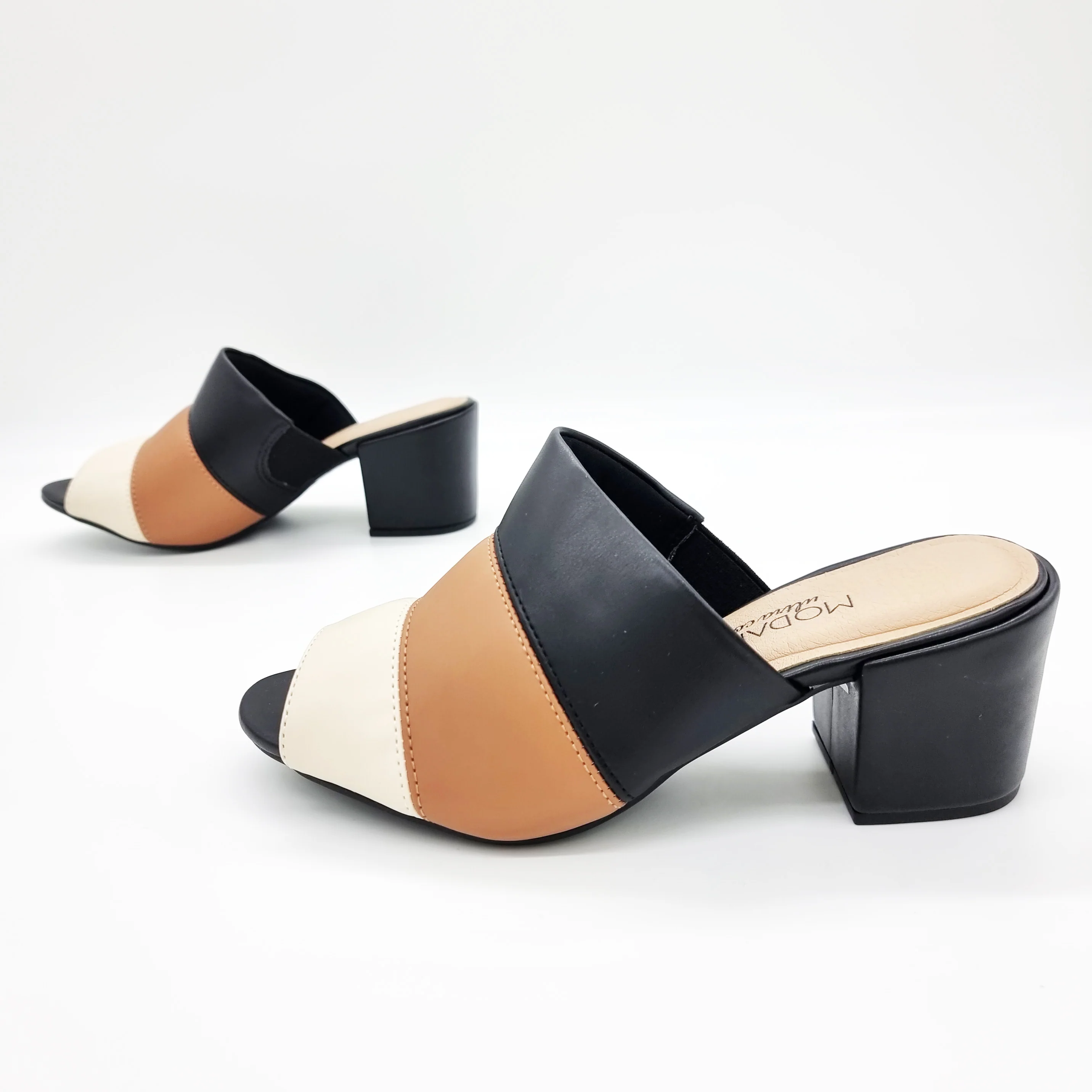 Modare 7109-464 Slip-On Mule Sandal in Black/Camel - Image 6
