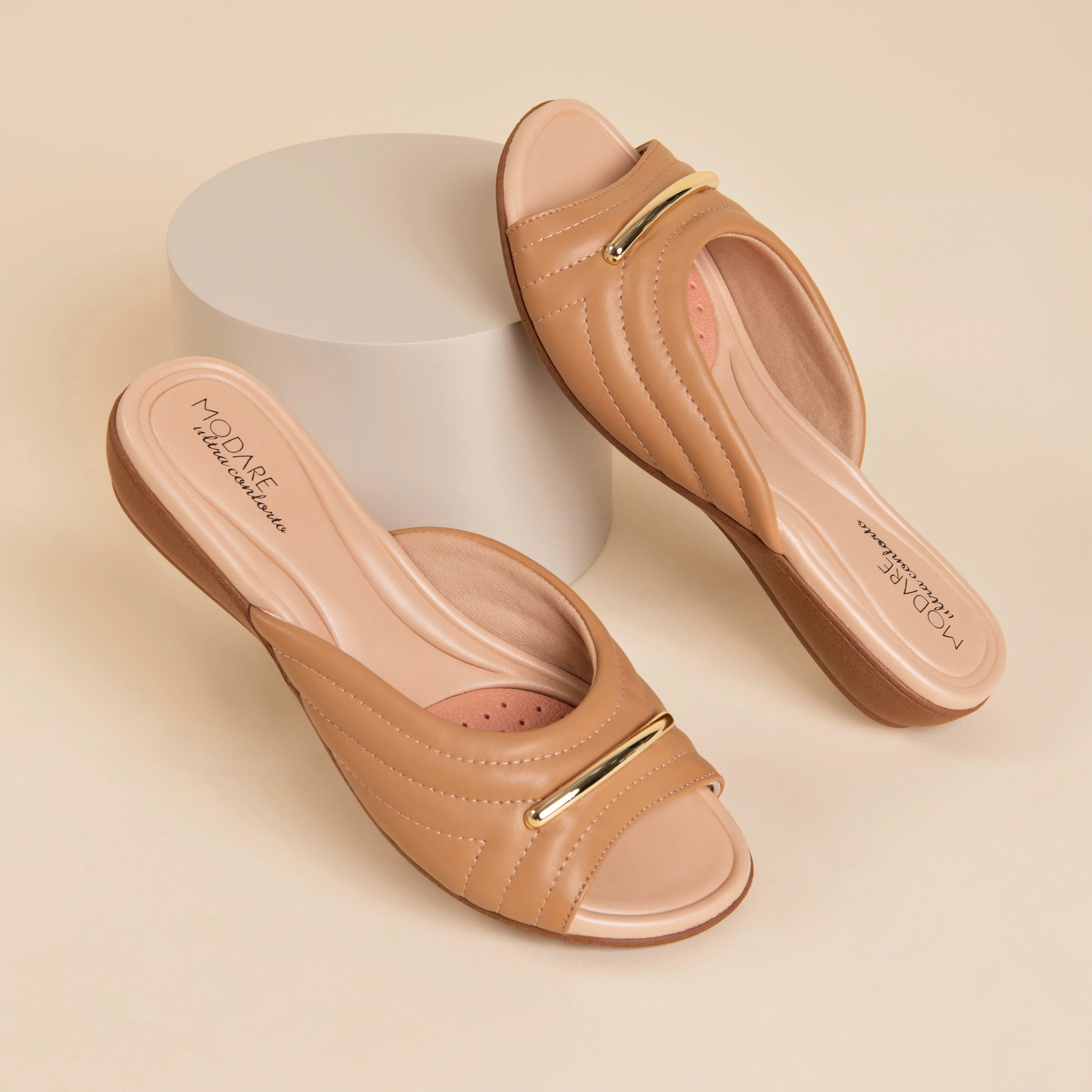 Modare 7127-246 Slip-on Flat Sandal in Tan - Image 2