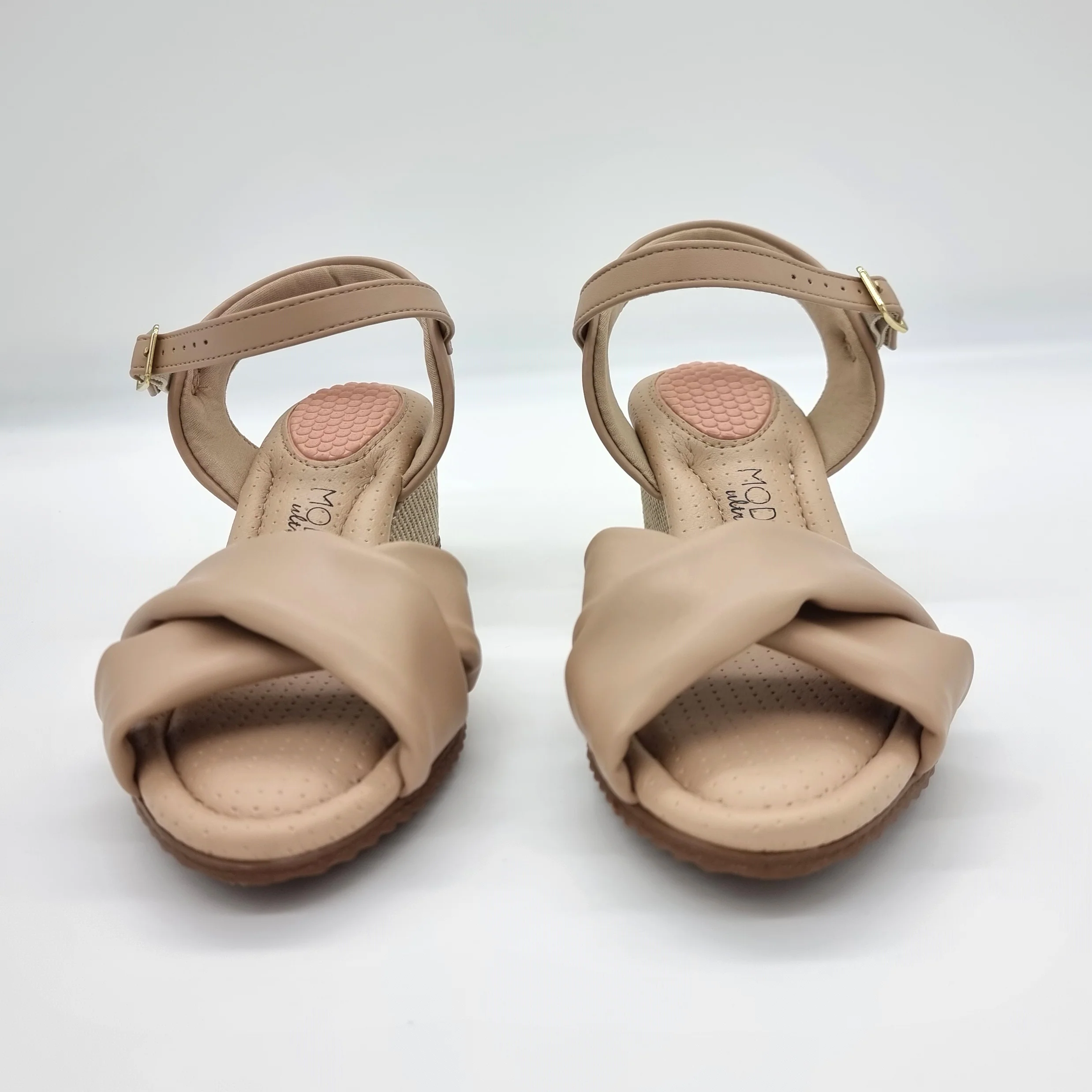 Modare 7164-100 Wedge Sandal in Beige Napa - Image 2
