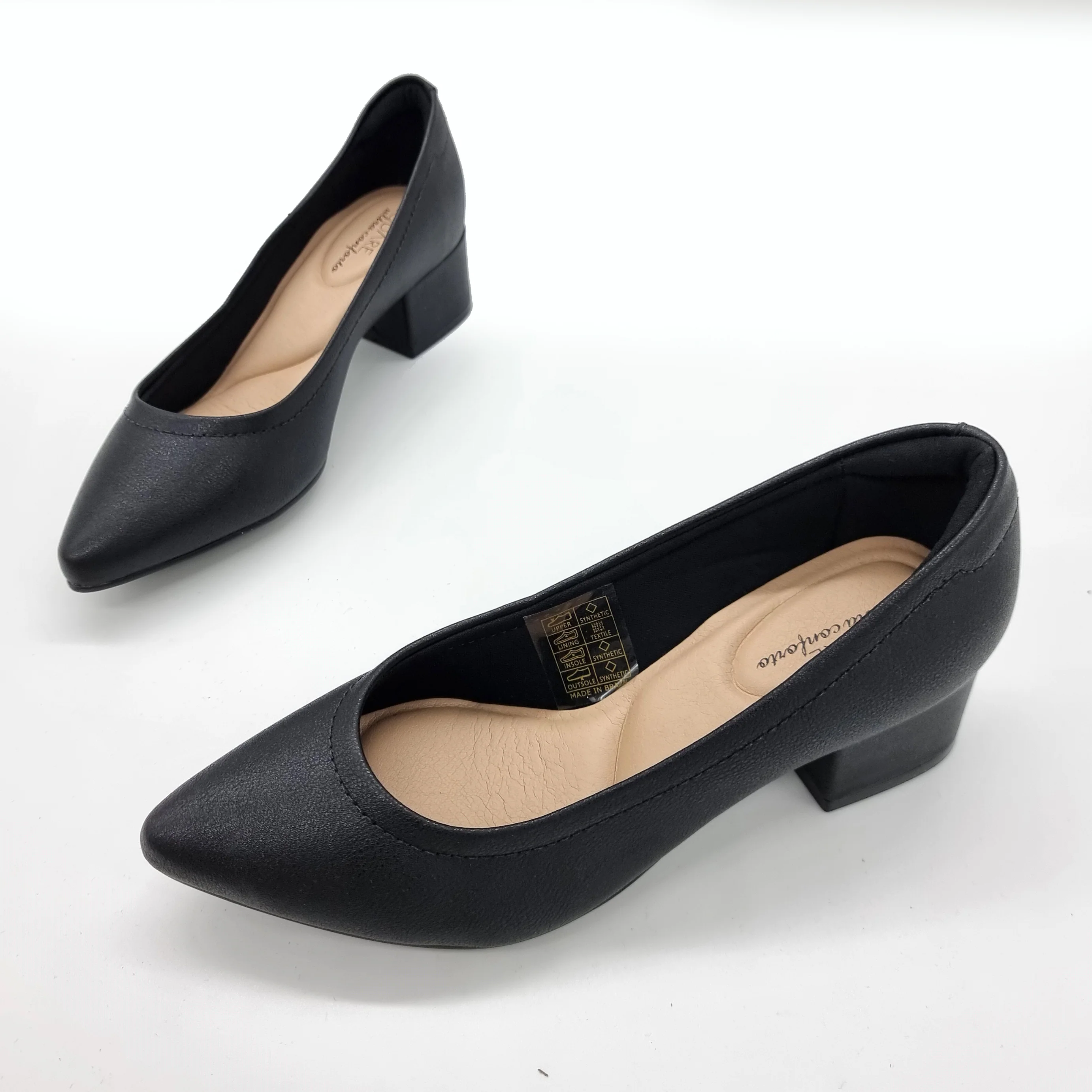 Modare 7340-123 Block Heel Pointy Toe Pump in Black Napa - Image 2