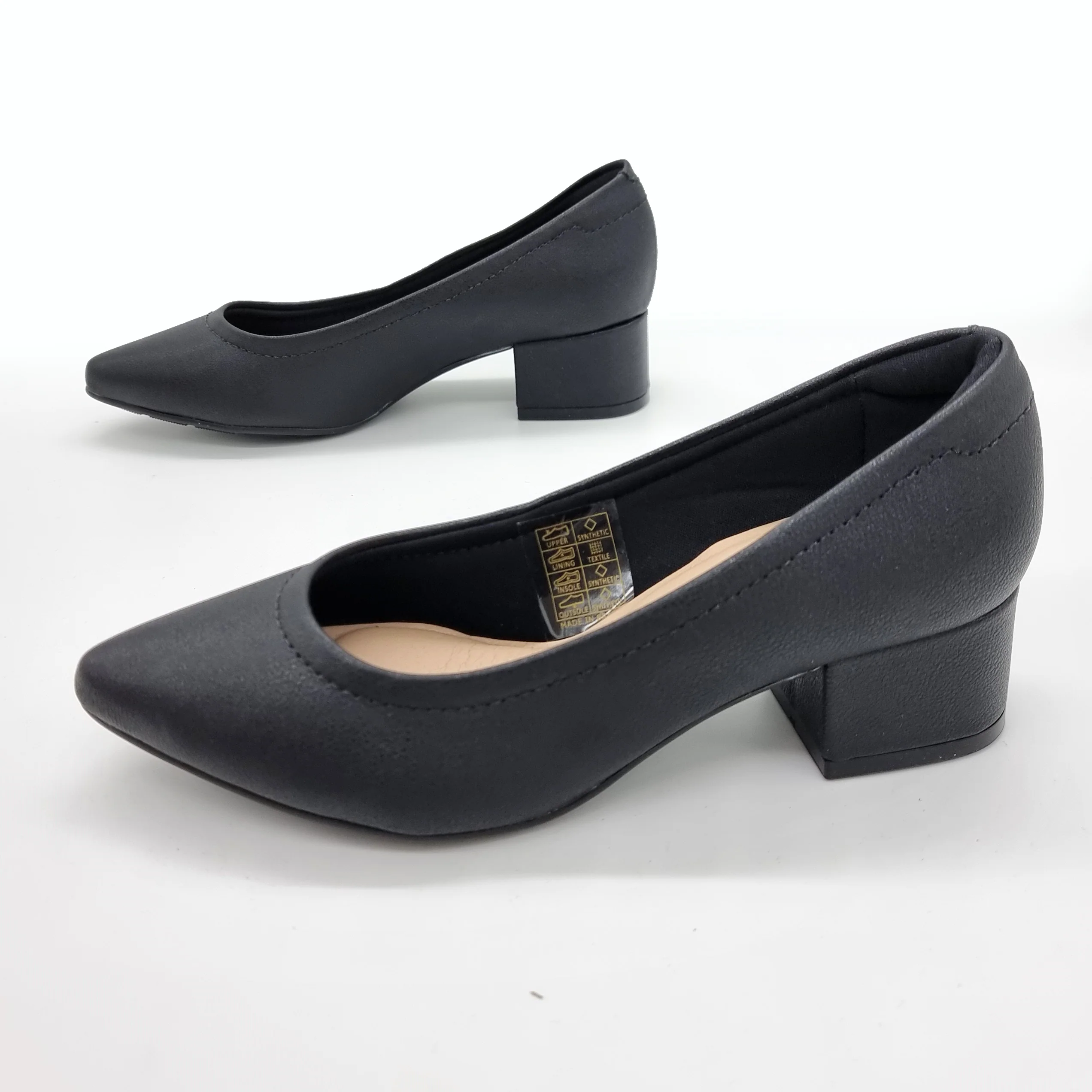 Modare 7340-123 Block Heel Pointy Toe Pump in Black Napa - Image 4