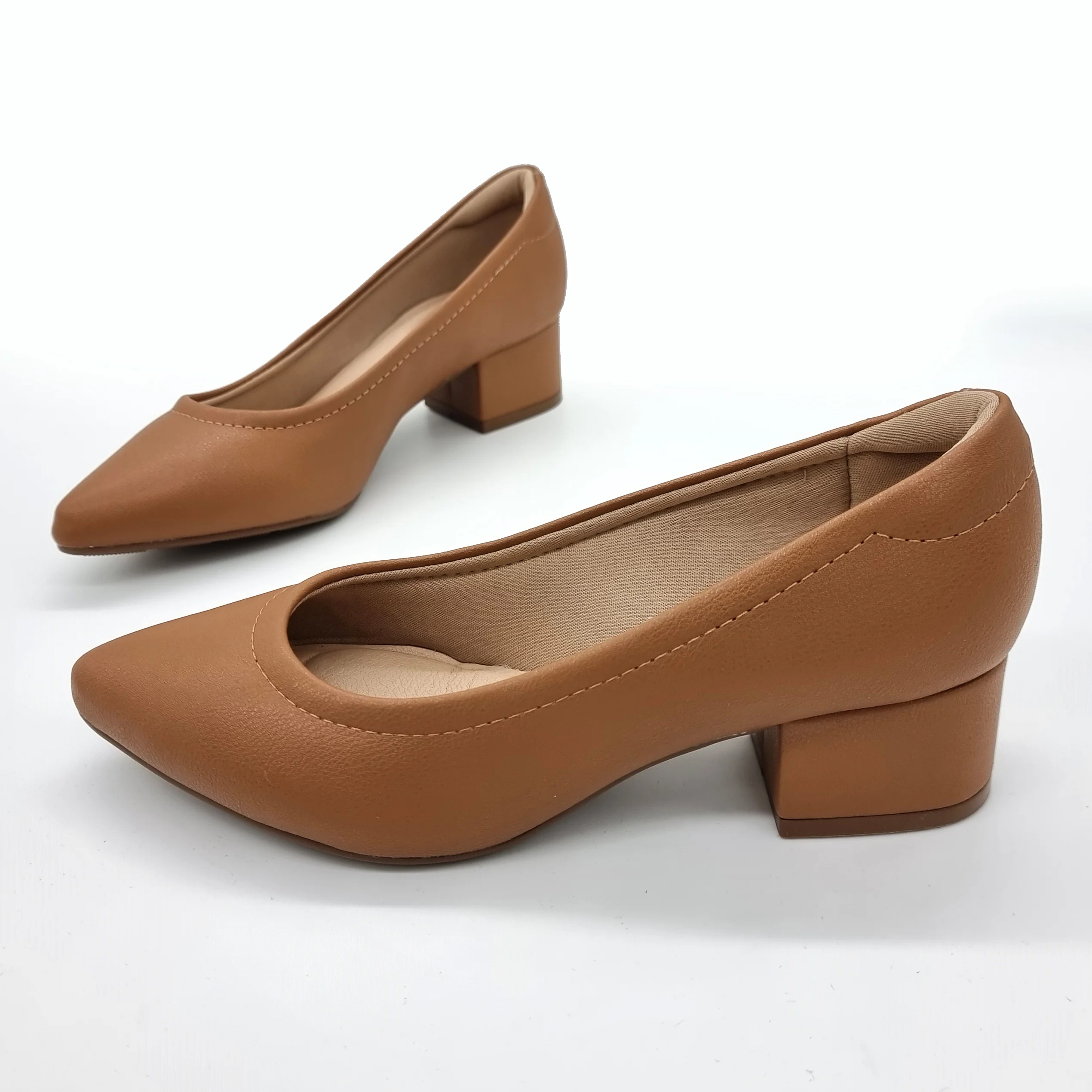 Modare 7340-123 Block Heel Pointy Toe Pump in Camel Napa - Image 2