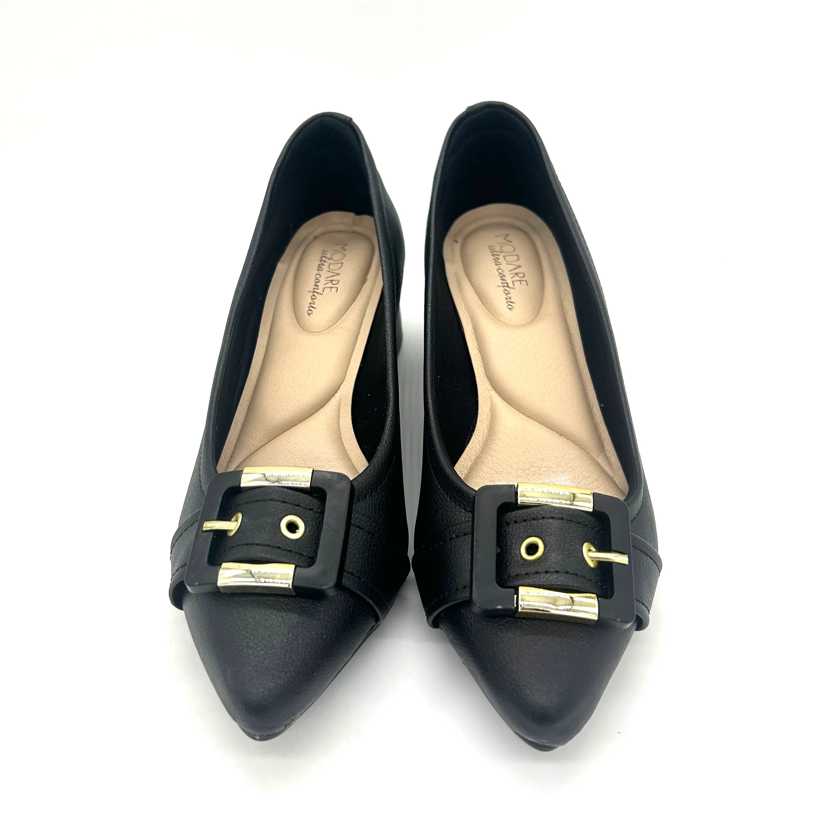 Modare 7340-133 Block Heel Pointy Toe Pump in Black Napa - Image 5