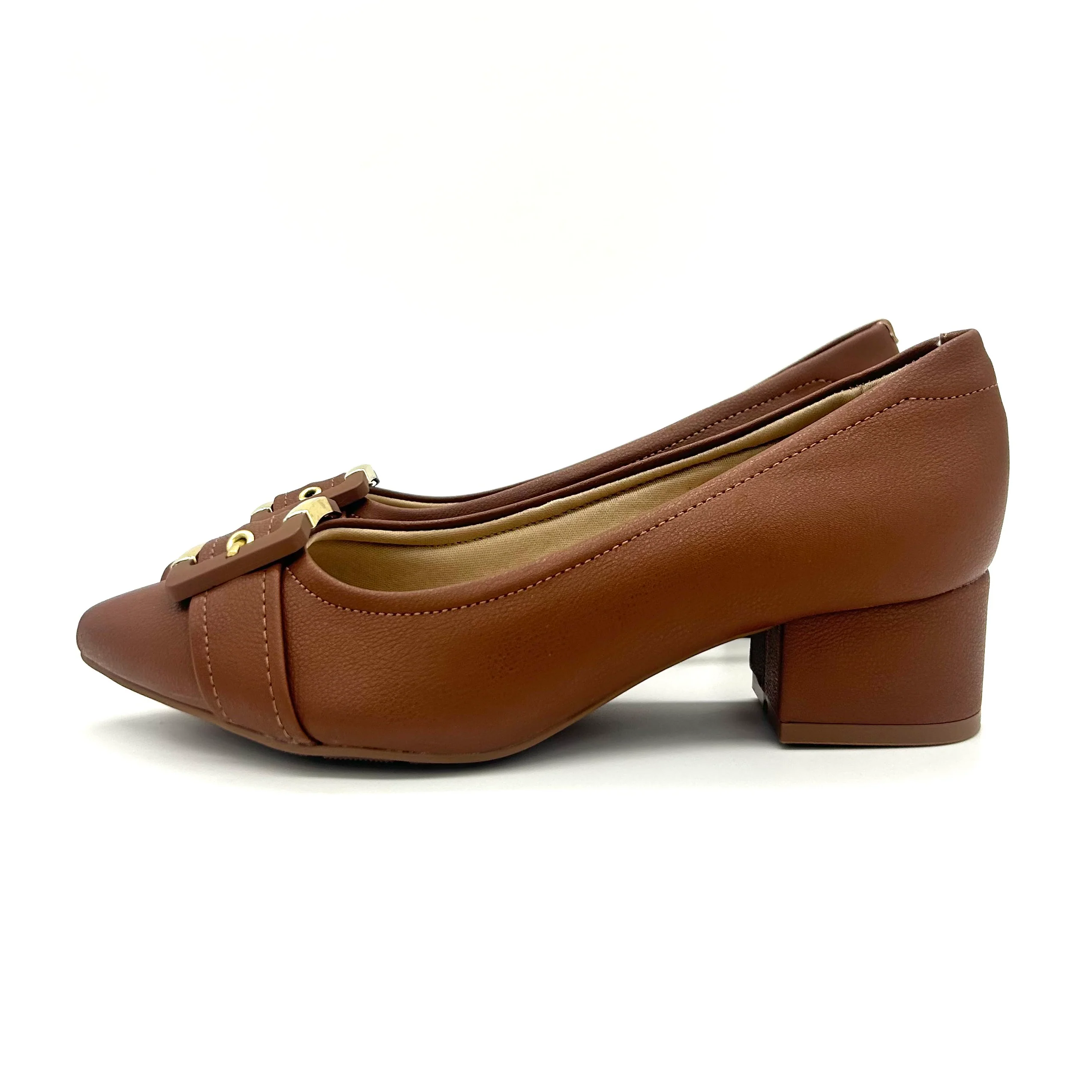 Modare 7340-133 Block Heel Pointy Toe Pump in Hazelnut Napa - Image 4