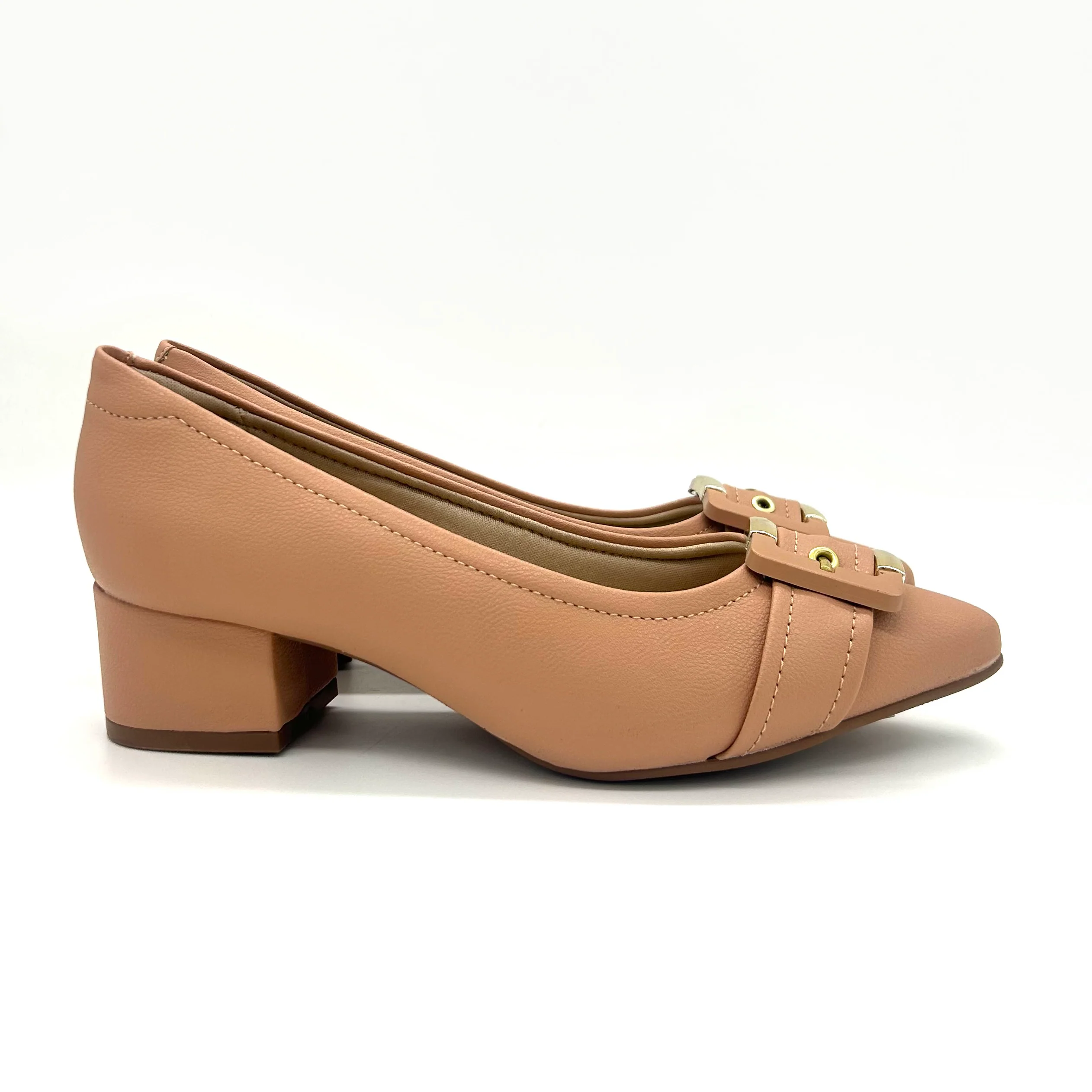 Modare 7340-133 Block Heel Pointy Toe Pump in Nude Napa - Image 2