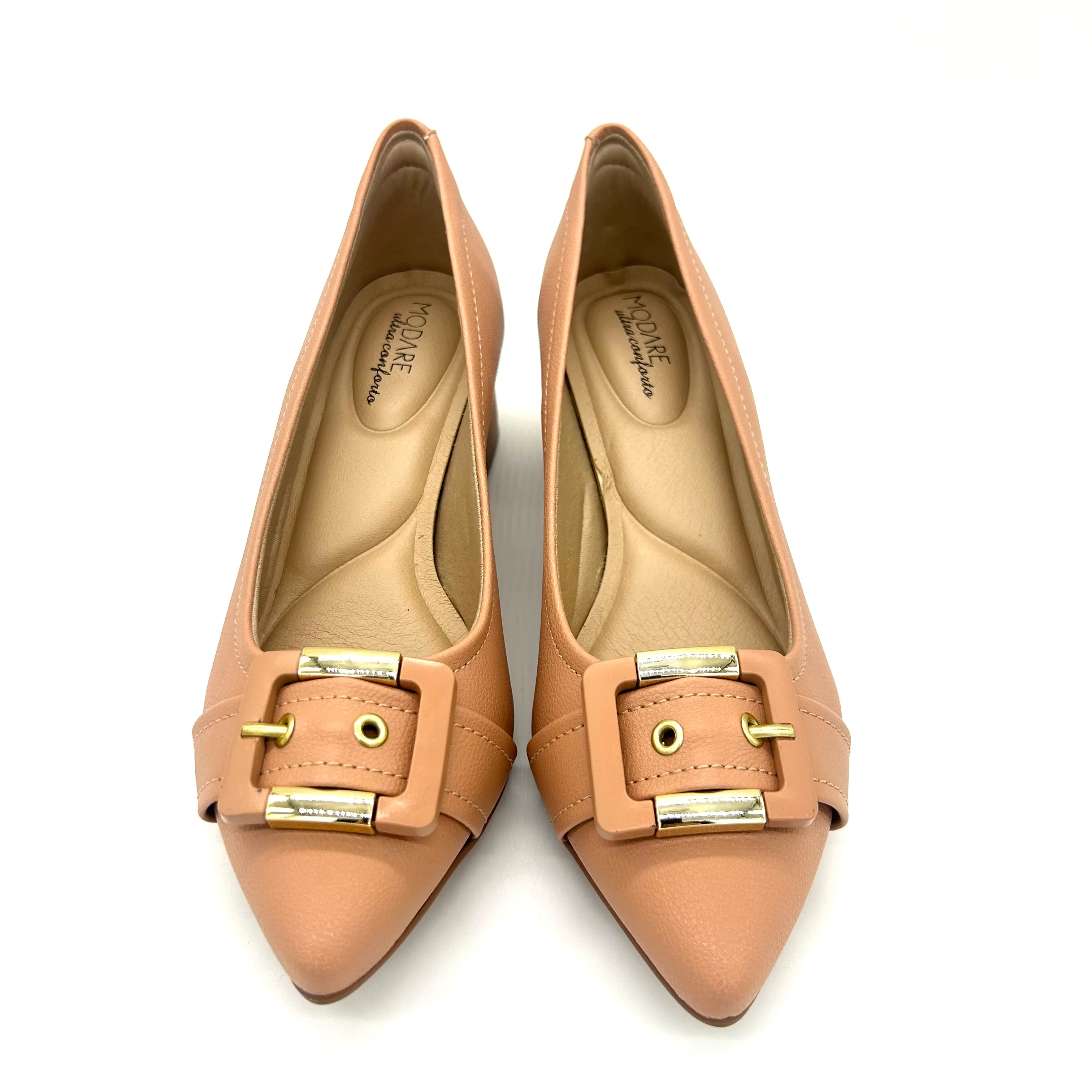 Modare 7340-133 Block Heel Pointy Toe Pump in Nude Napa - Image 7