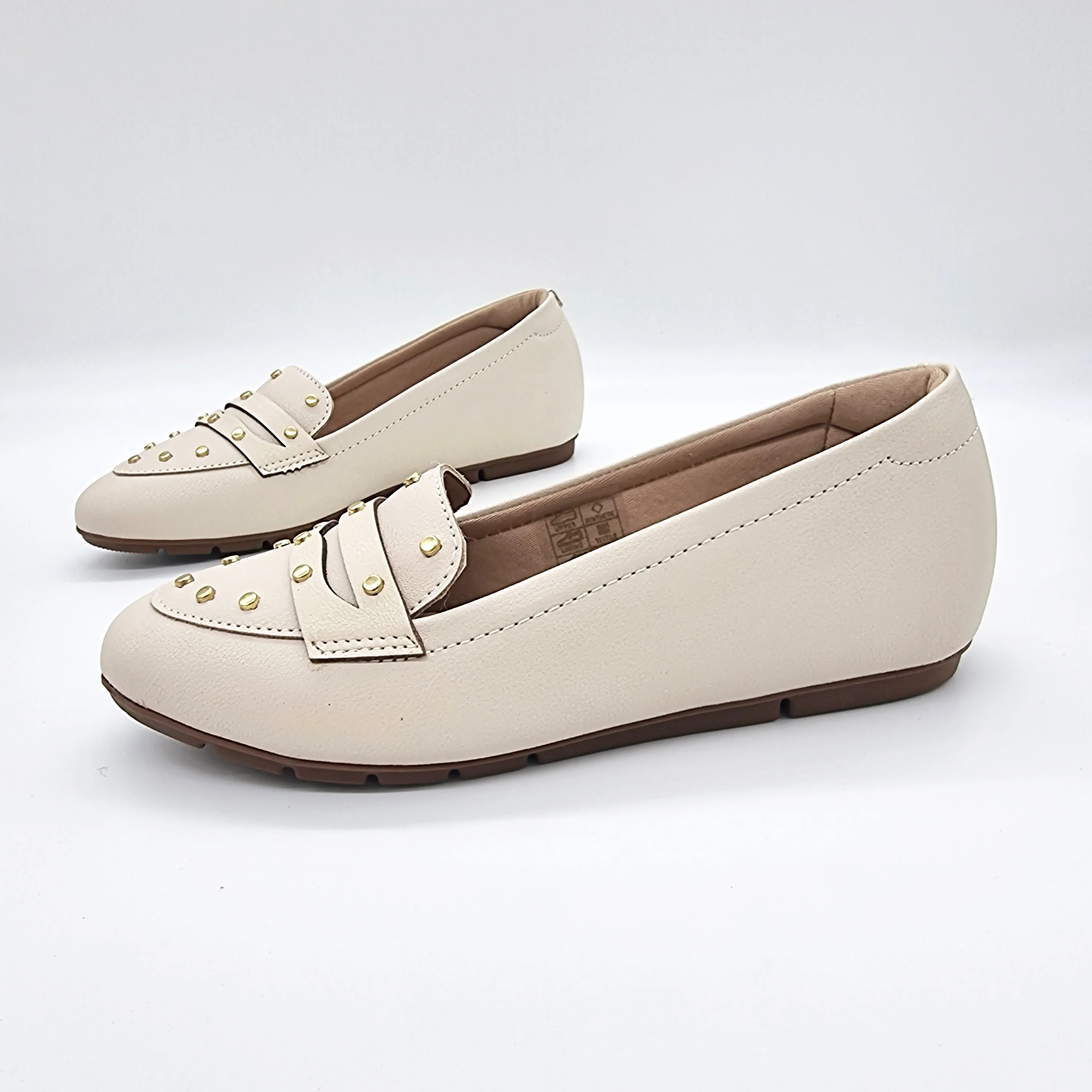 Modare 7385-104 Round Toe Flat Loafer in Cream Napa - Image 5
