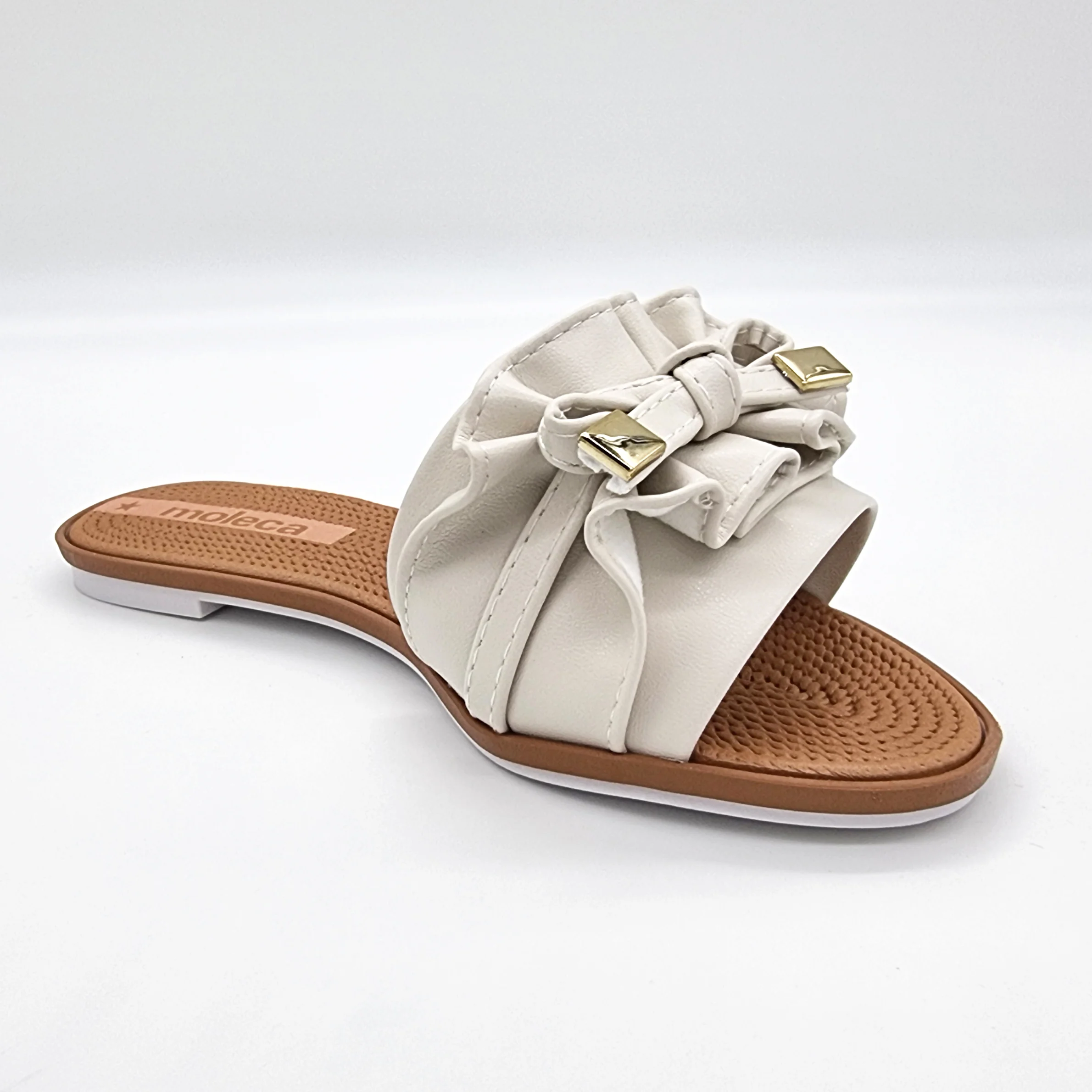 Moleca 5297-446 Ruffled Slip-on Sandal in Off White - Image 2