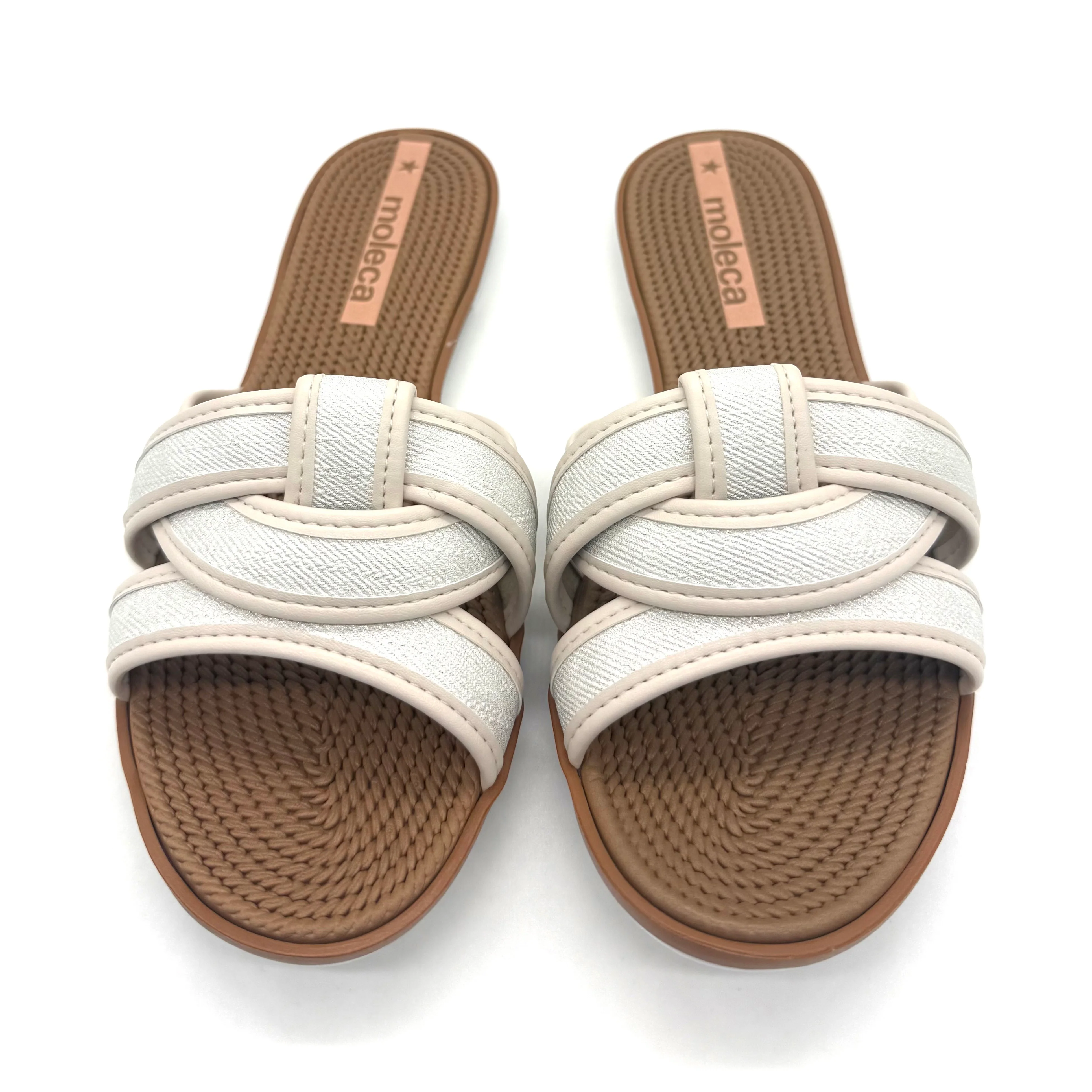 Moleca 5297-474 Slip-on Flat Sandal in Silver Glow - Image 7