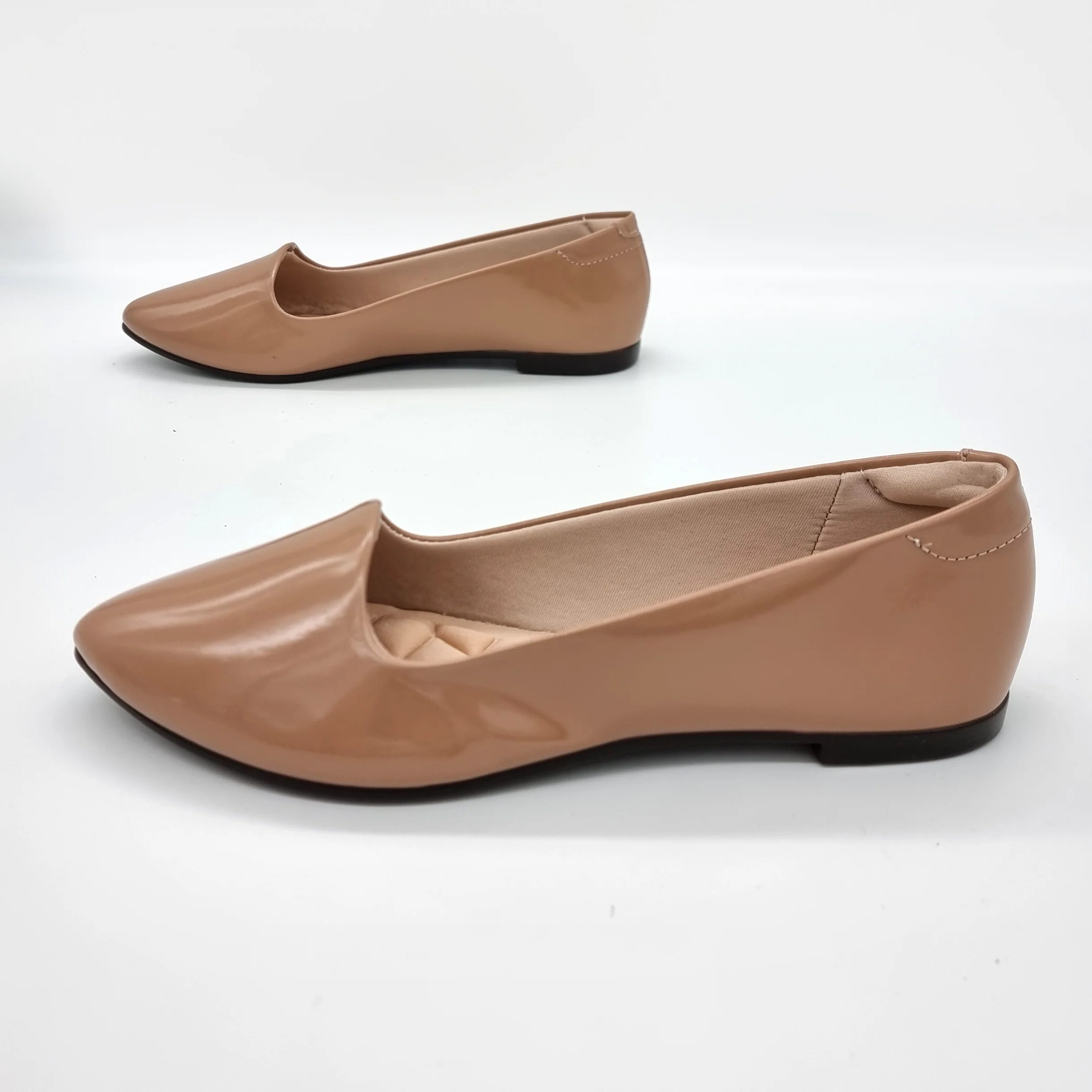 Moleca 5635-816 Pointy Toe Loafer Flat in Nude Patent - Image 2